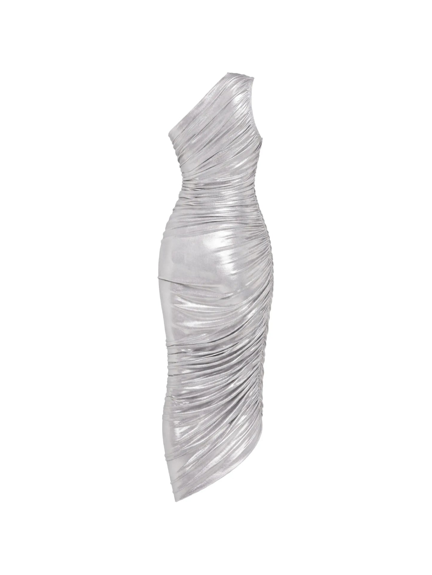 one-shoulder draped dress