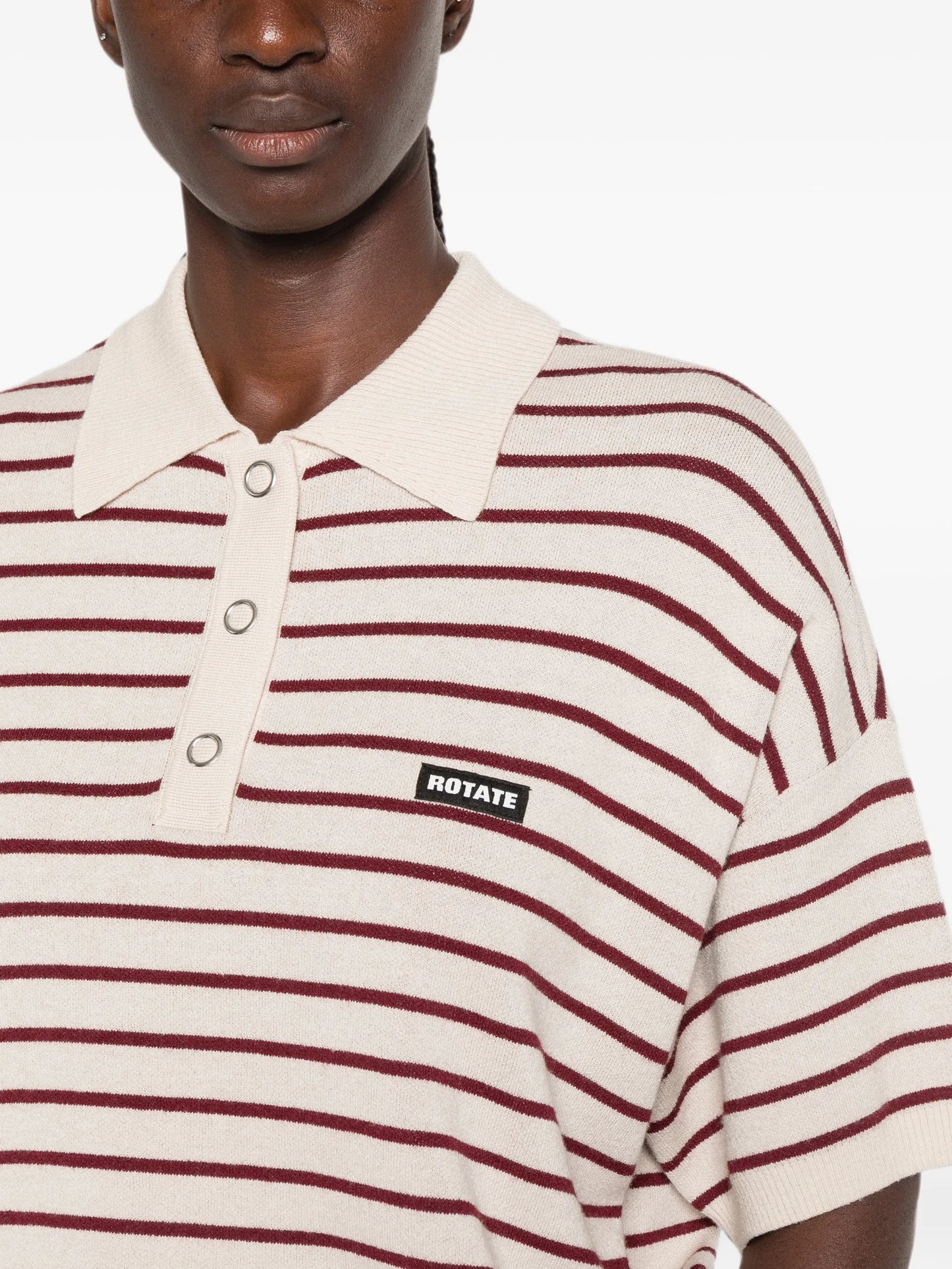 striped short-sleeve polo top