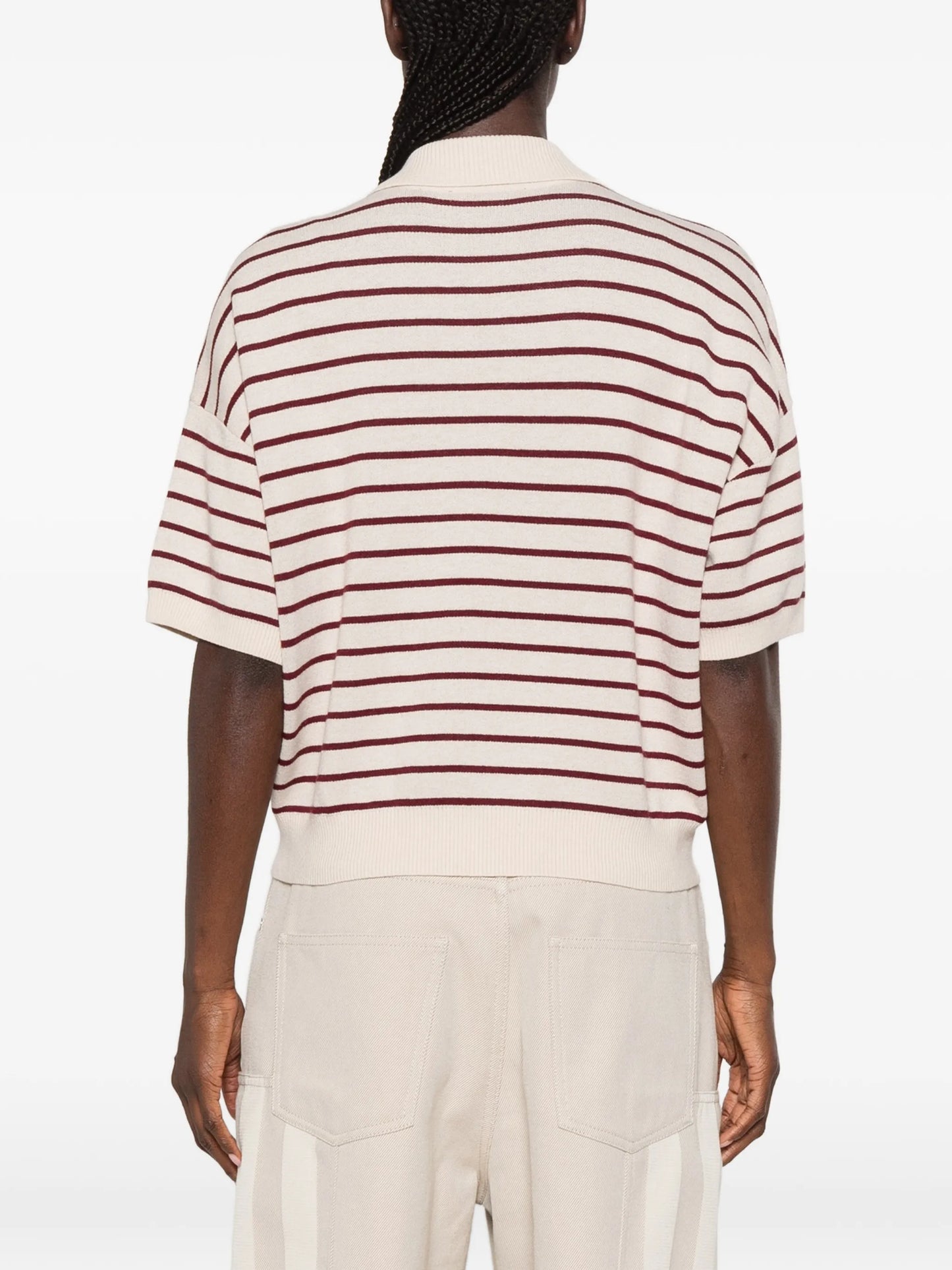 striped short-sleeve polo top