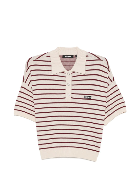 striped short-sleeve polo top
