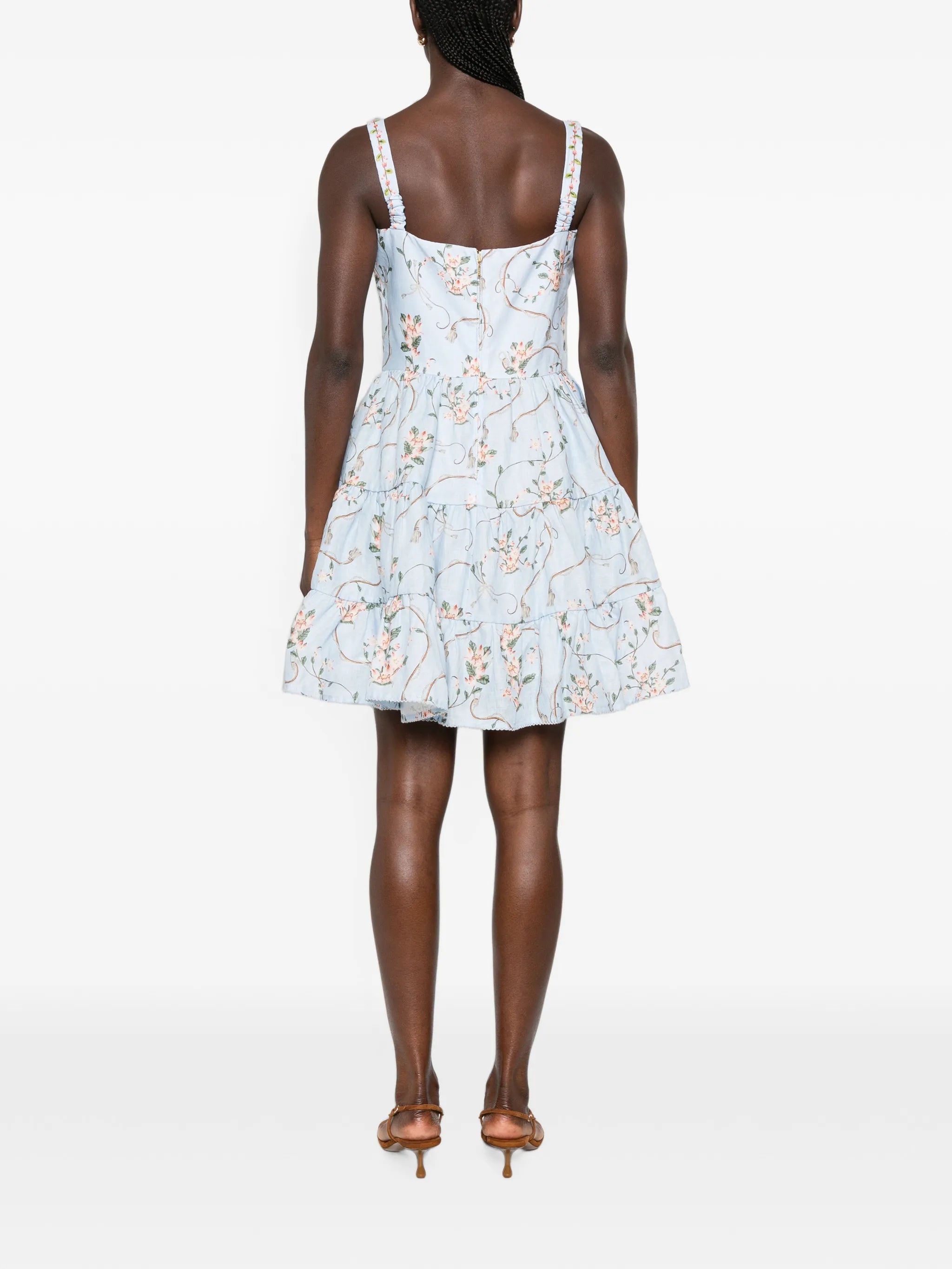 Lima floral-print tiered mini dress