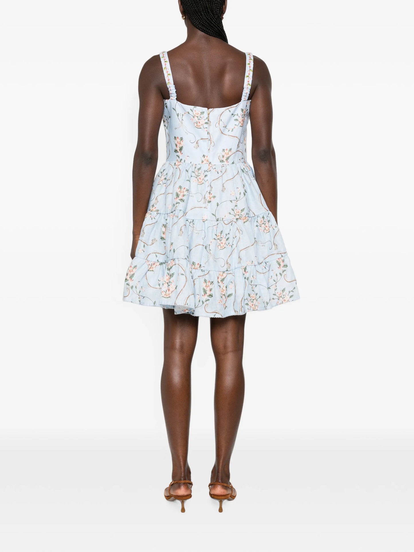 Lima floral-print tiered mini dress