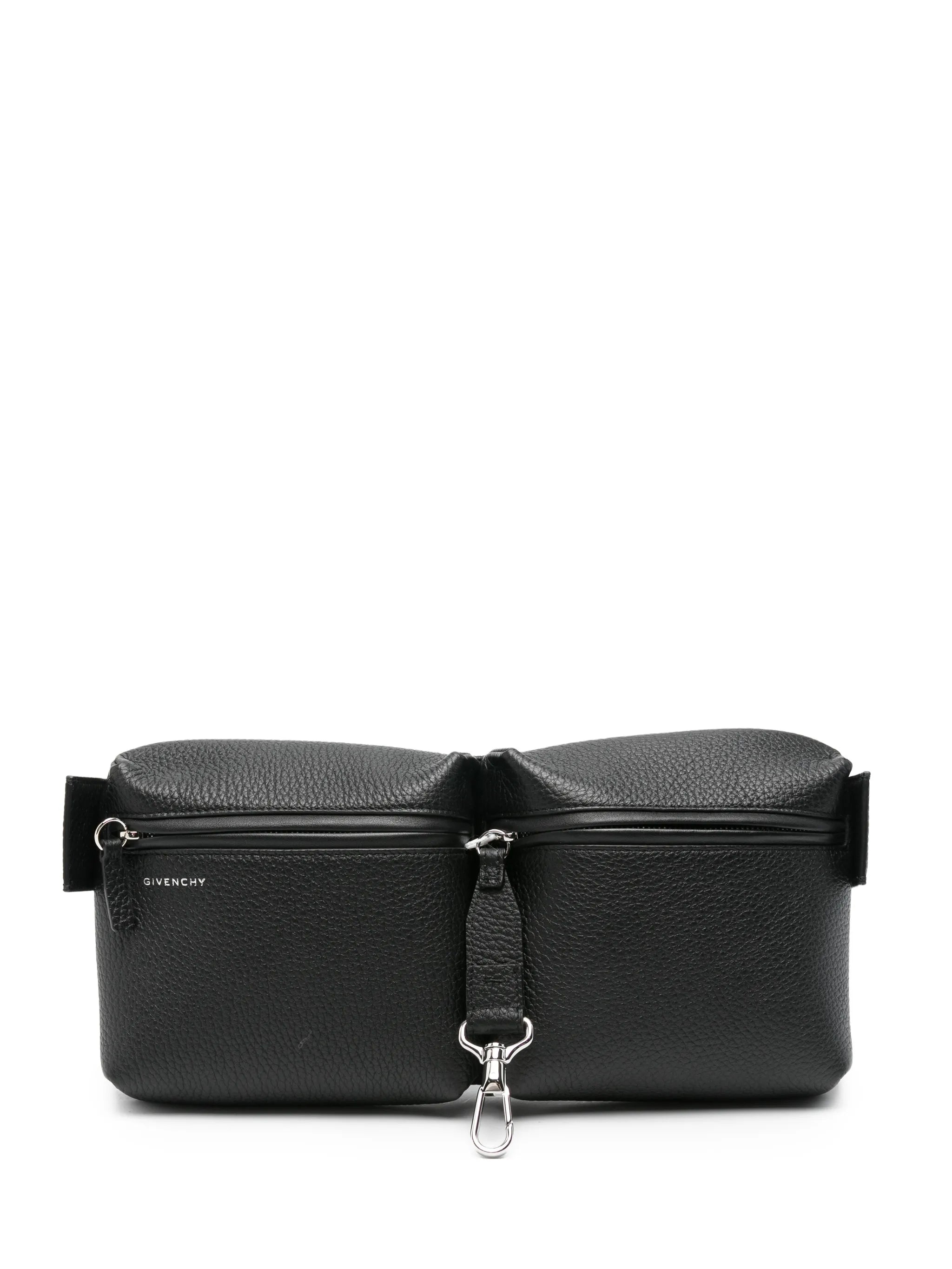 multi-pocket leather belt bag
