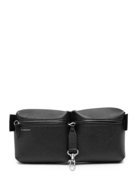 multi-pocket leather belt bag