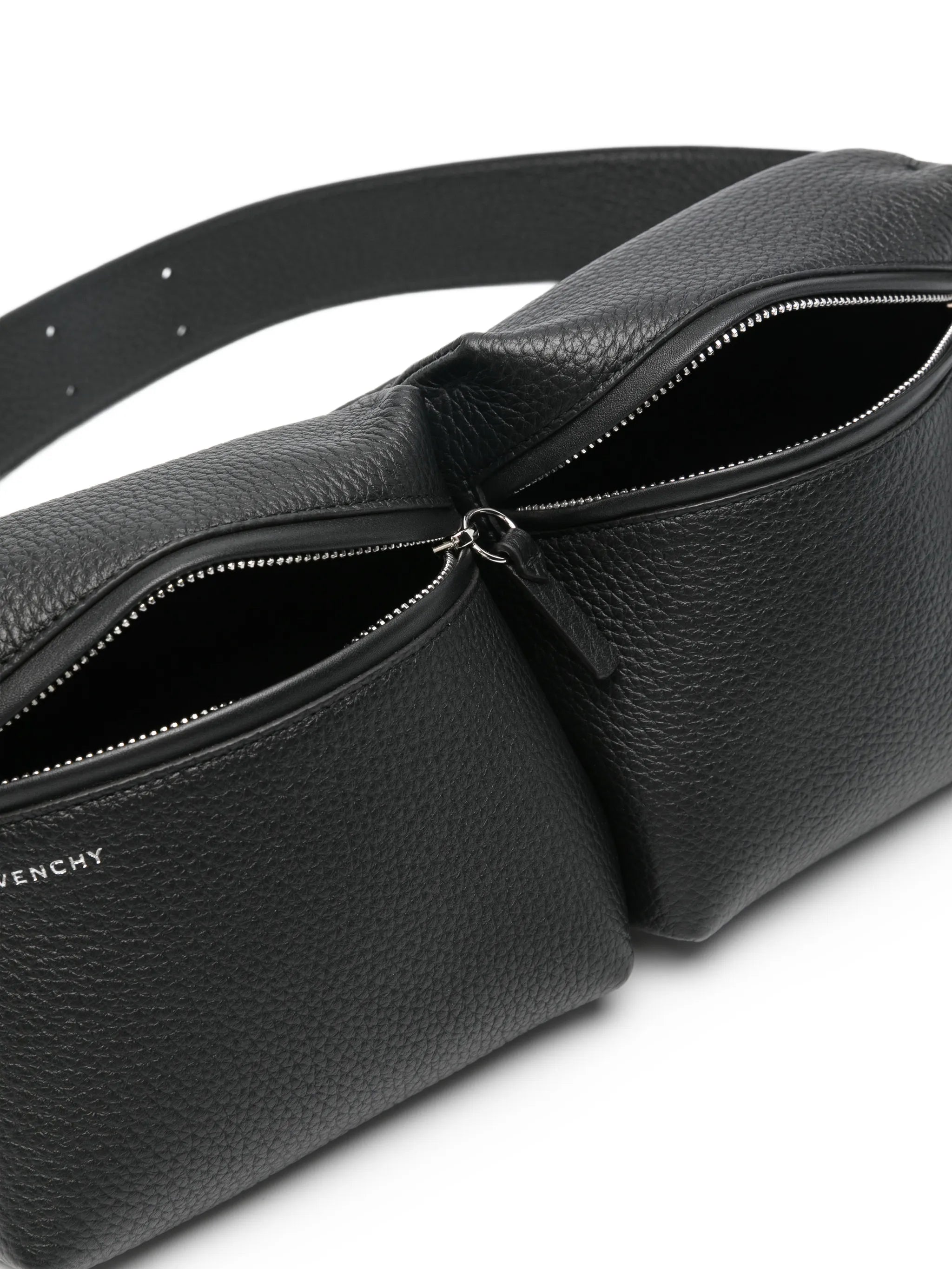 multi-pocket leather belt bag