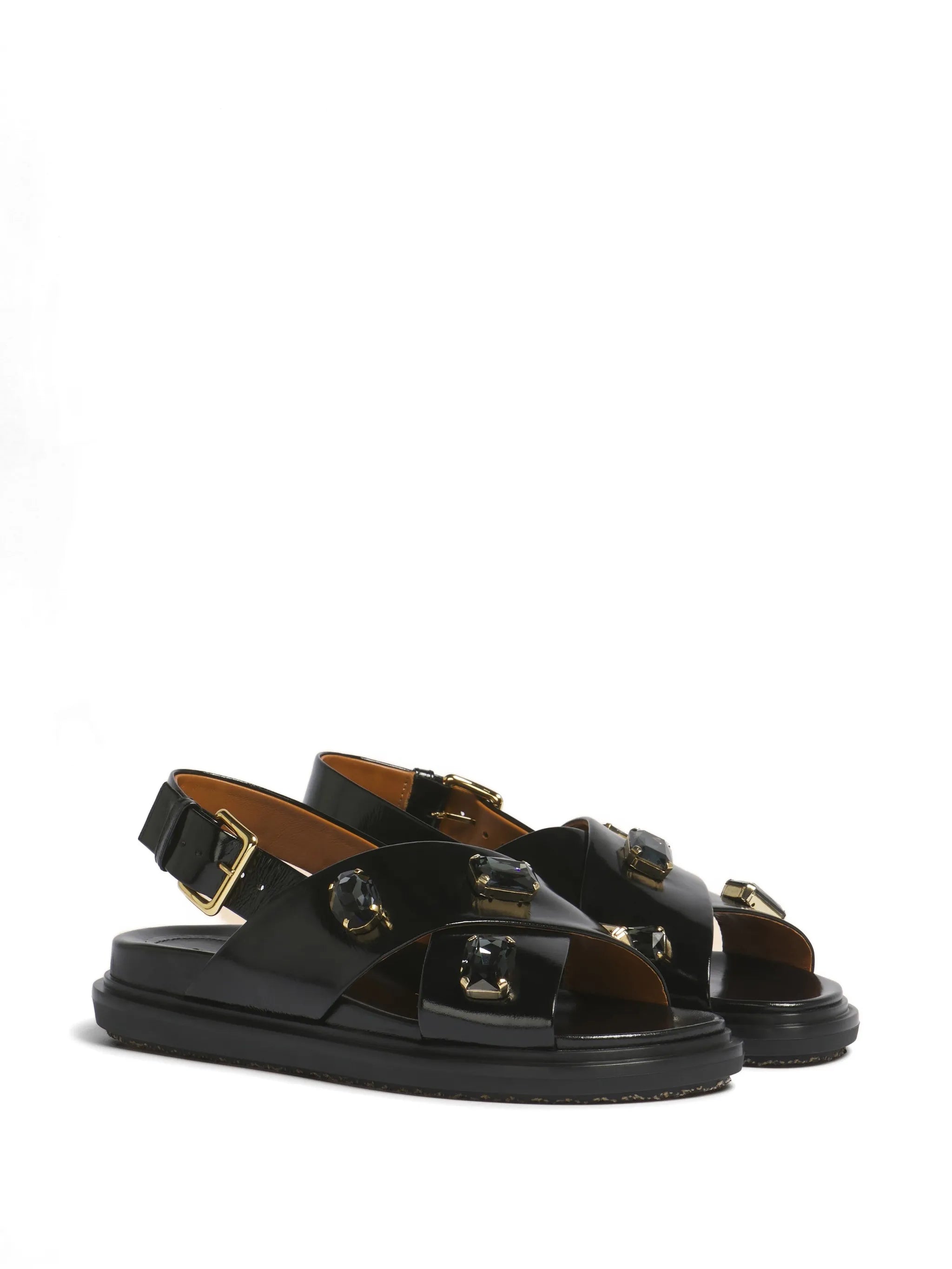 crisscross crystal ovine leather sandals