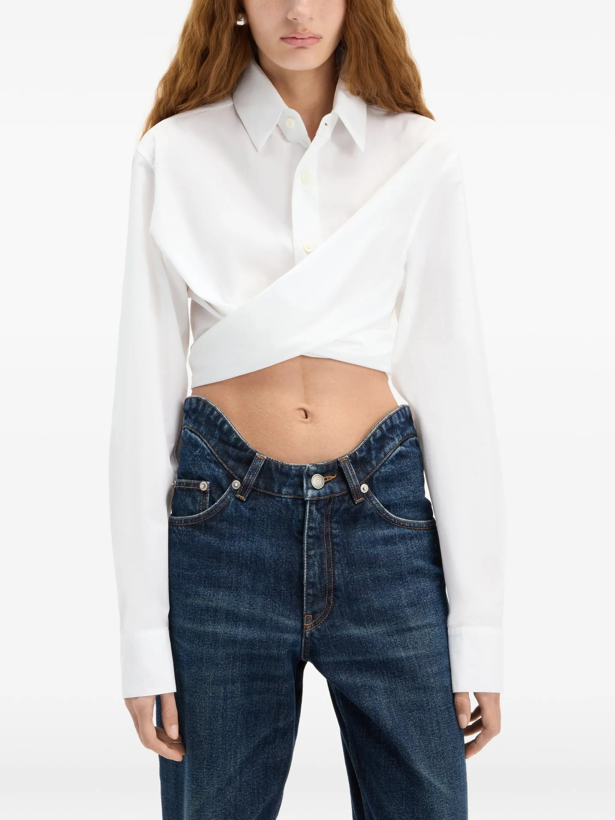 The Cropped Cache-Coeur cotton shirt