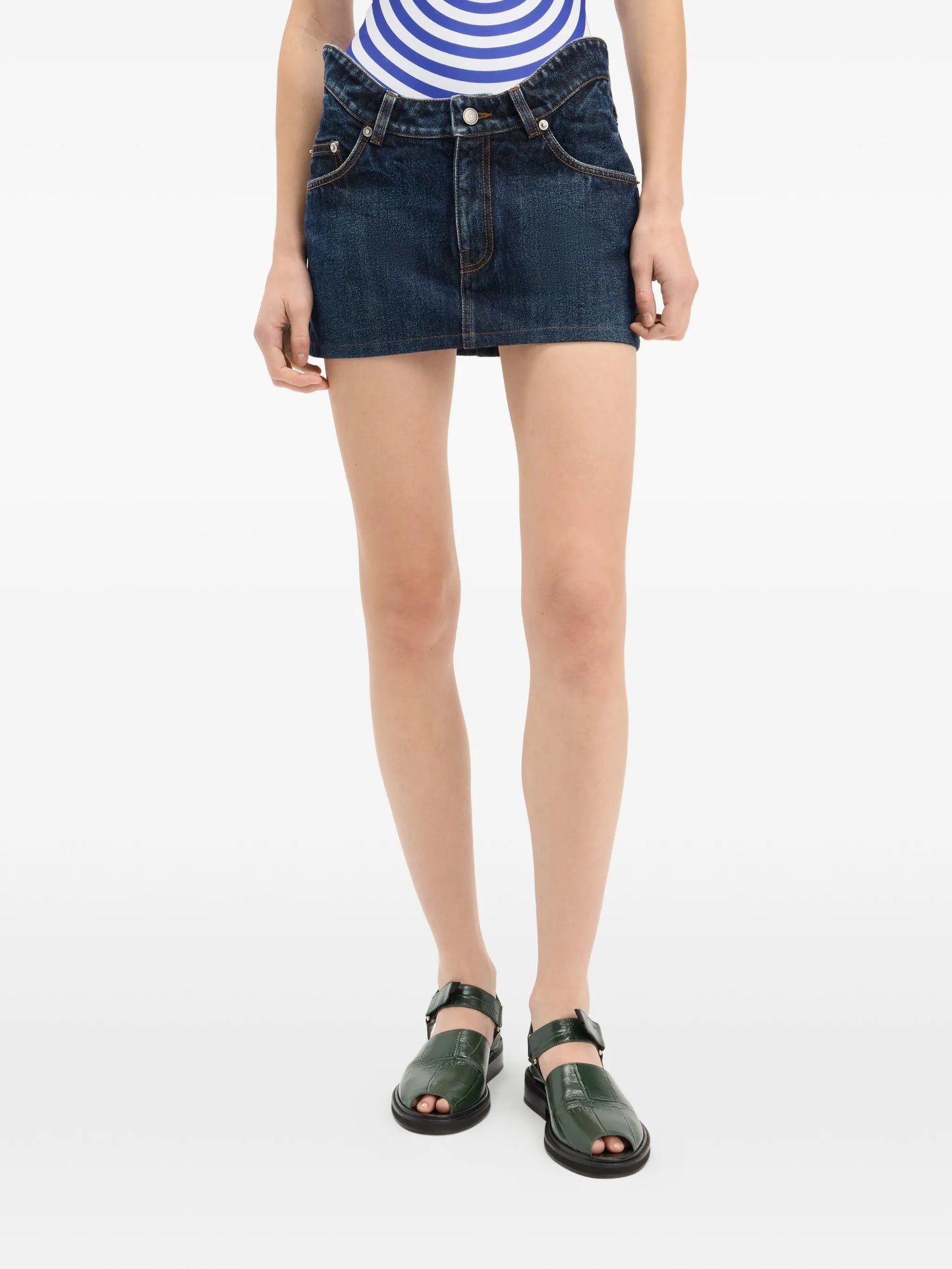The Curved denim mini skirt