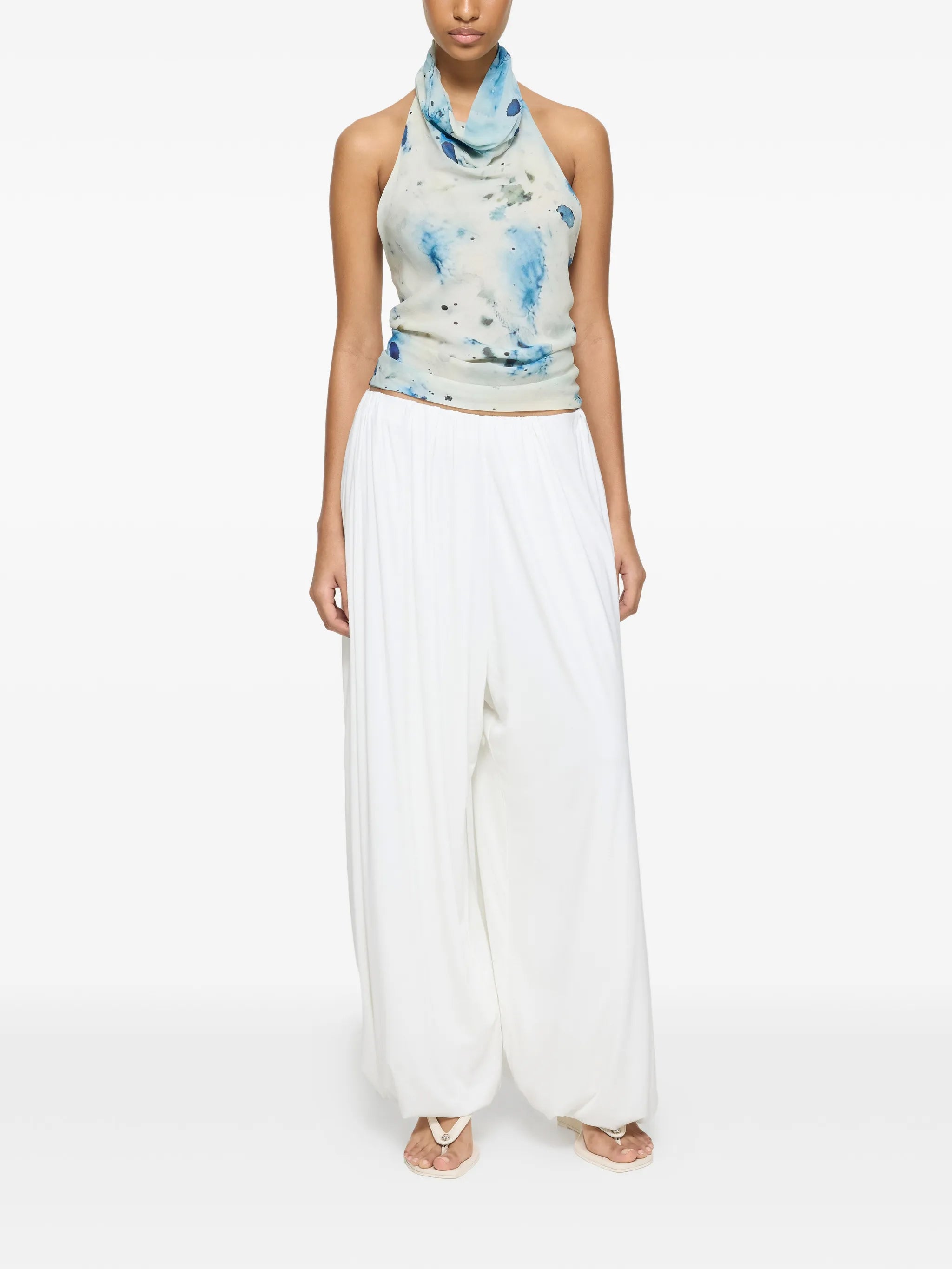 high-neck wrap top