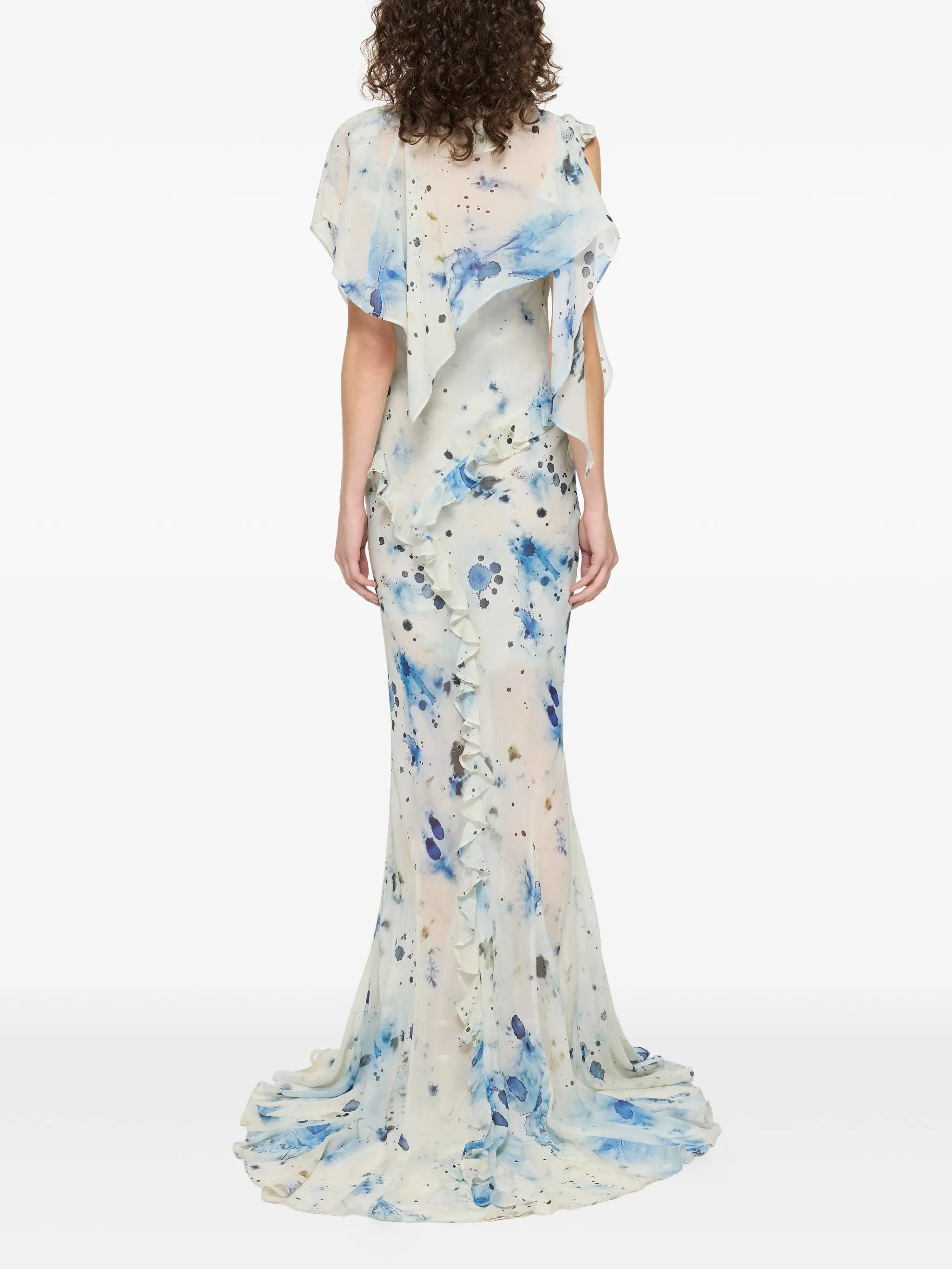 ruffled printed maxi dress