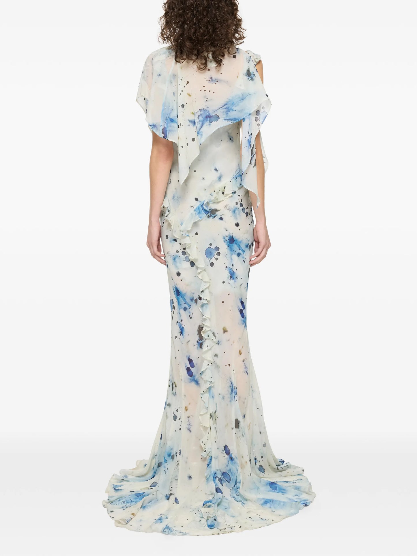 ruffled printed maxi dress
