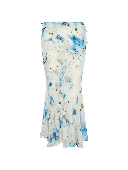 ruffled printed skirt