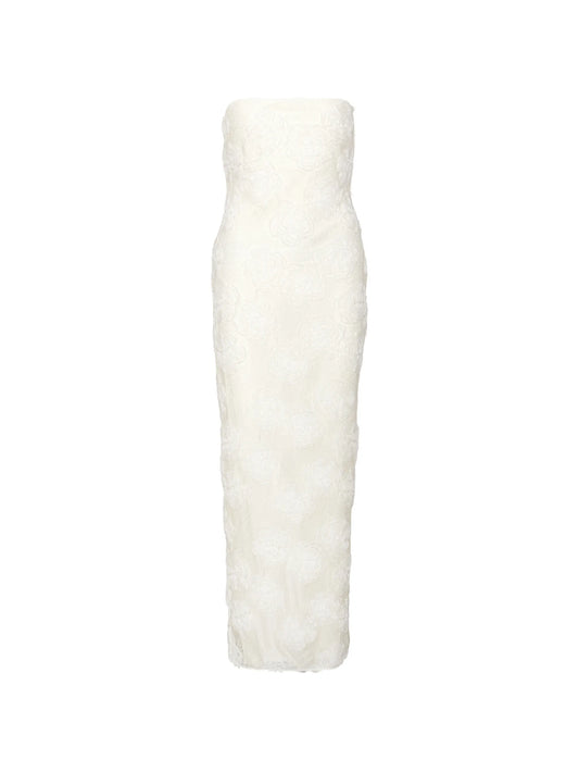 flower mesh tube dress