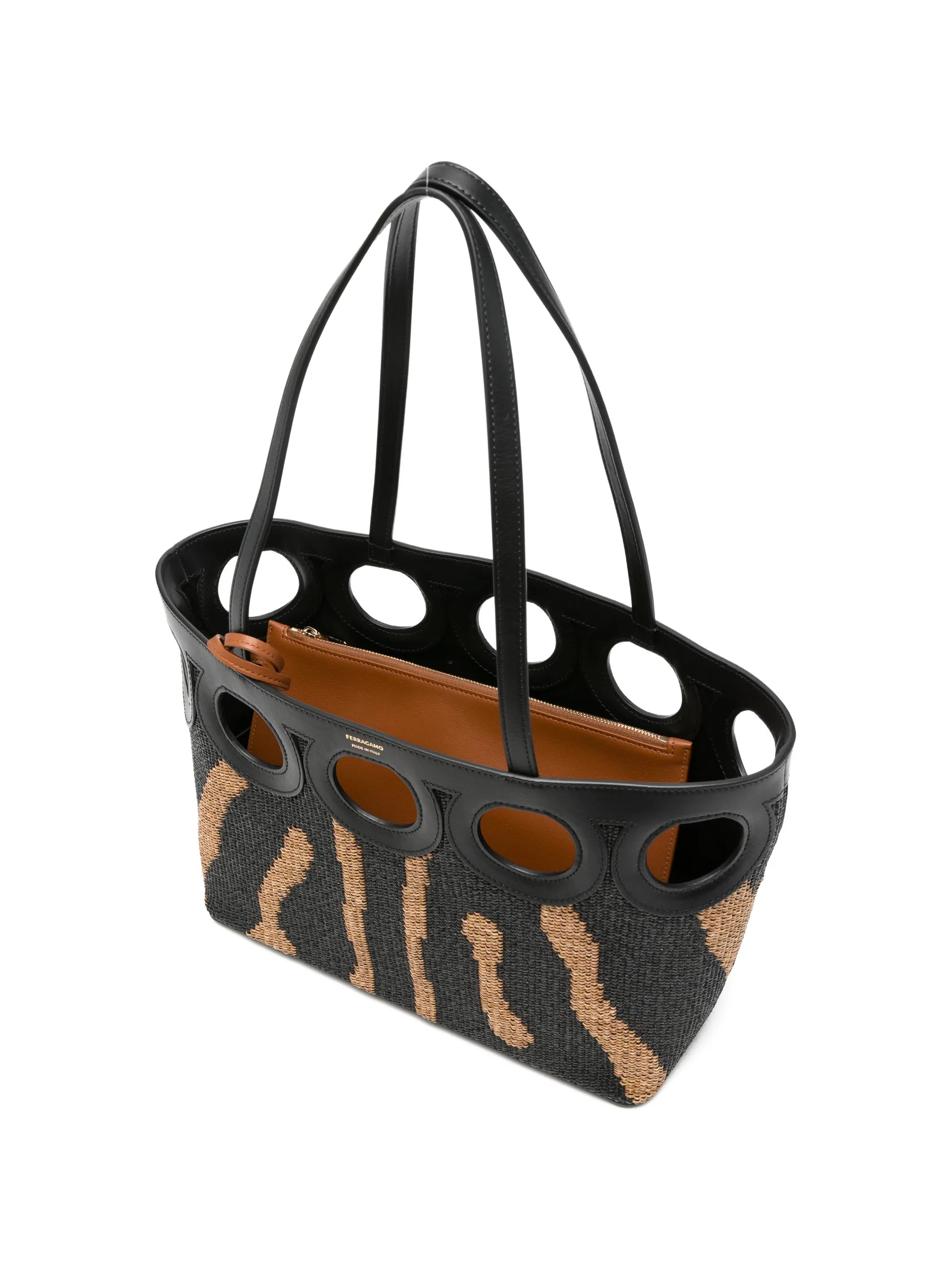 medium Gancini zebra-pattern tote bag