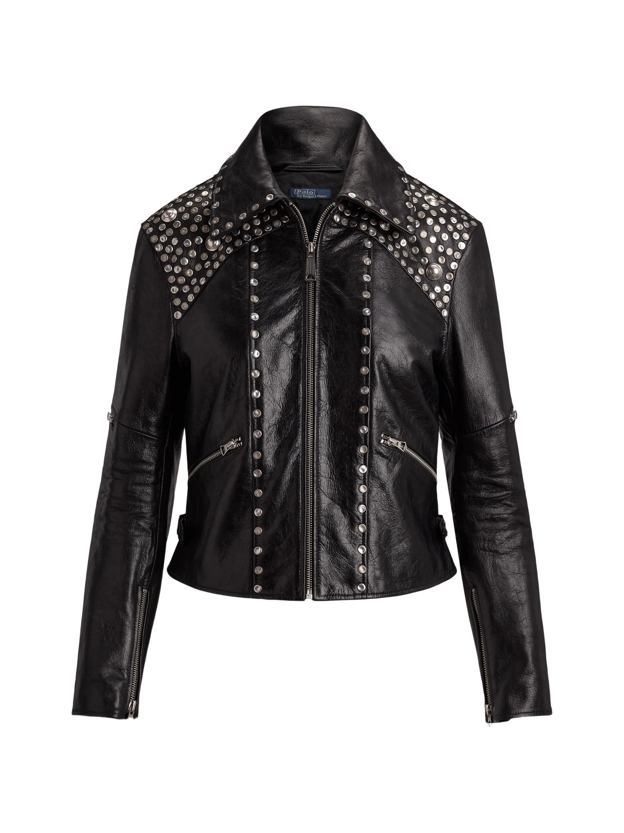 stud-embellished leather jacket