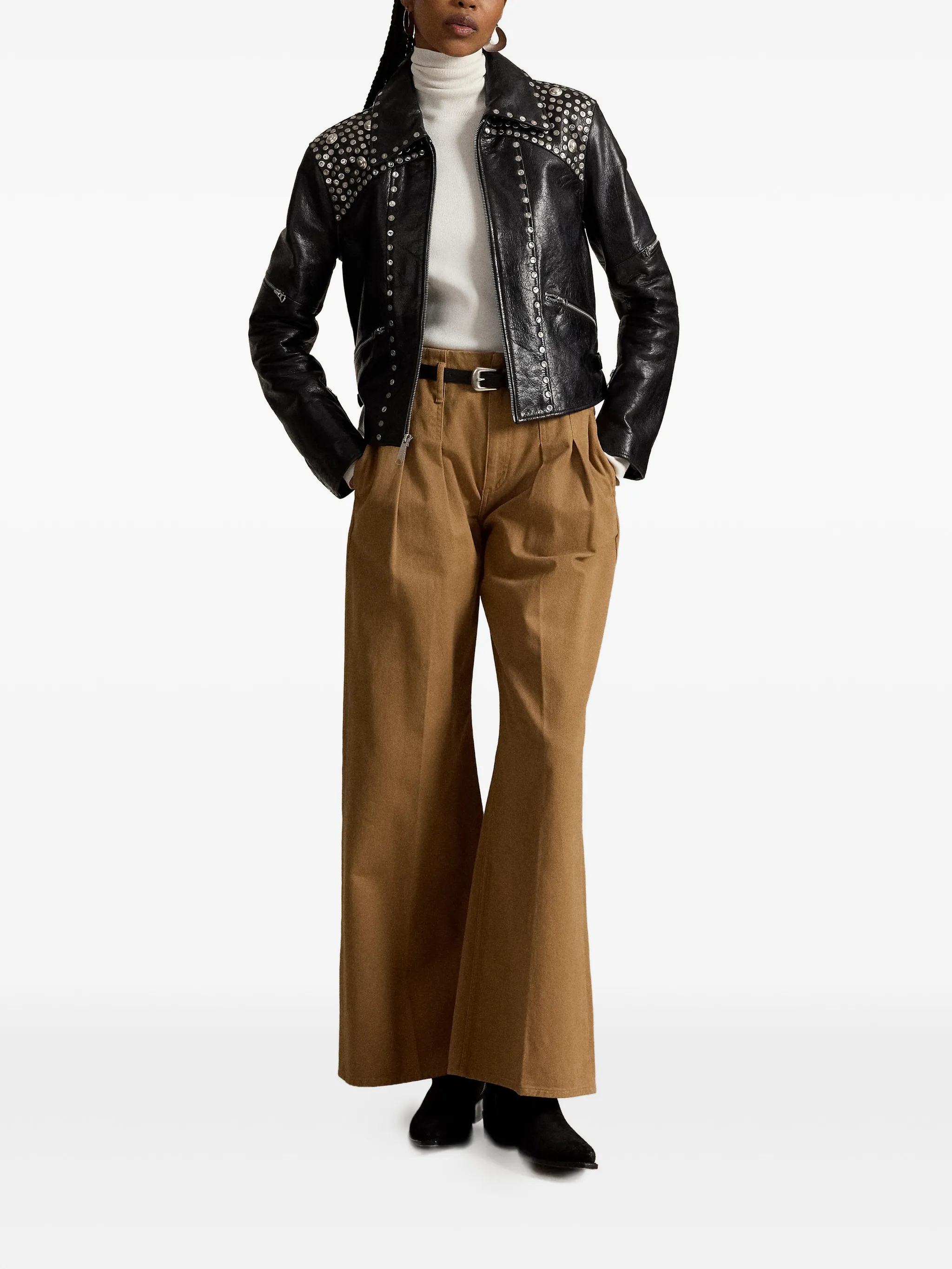 stud-embellished leather jacket
