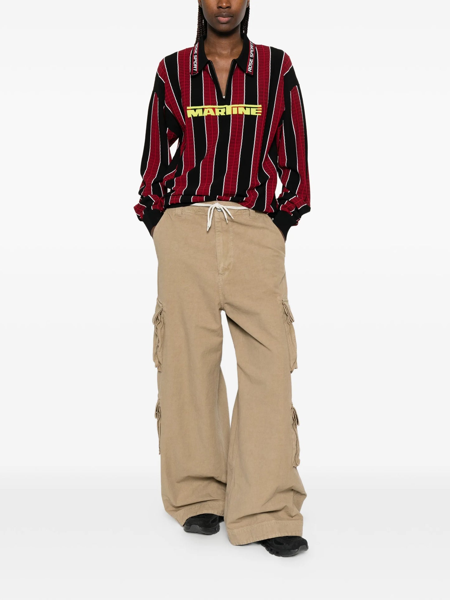 striped zip polo shirt