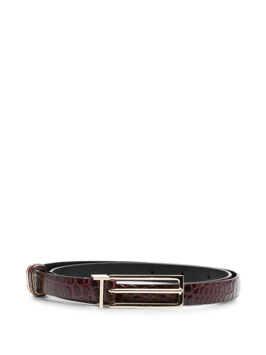 croc-effect leather belt