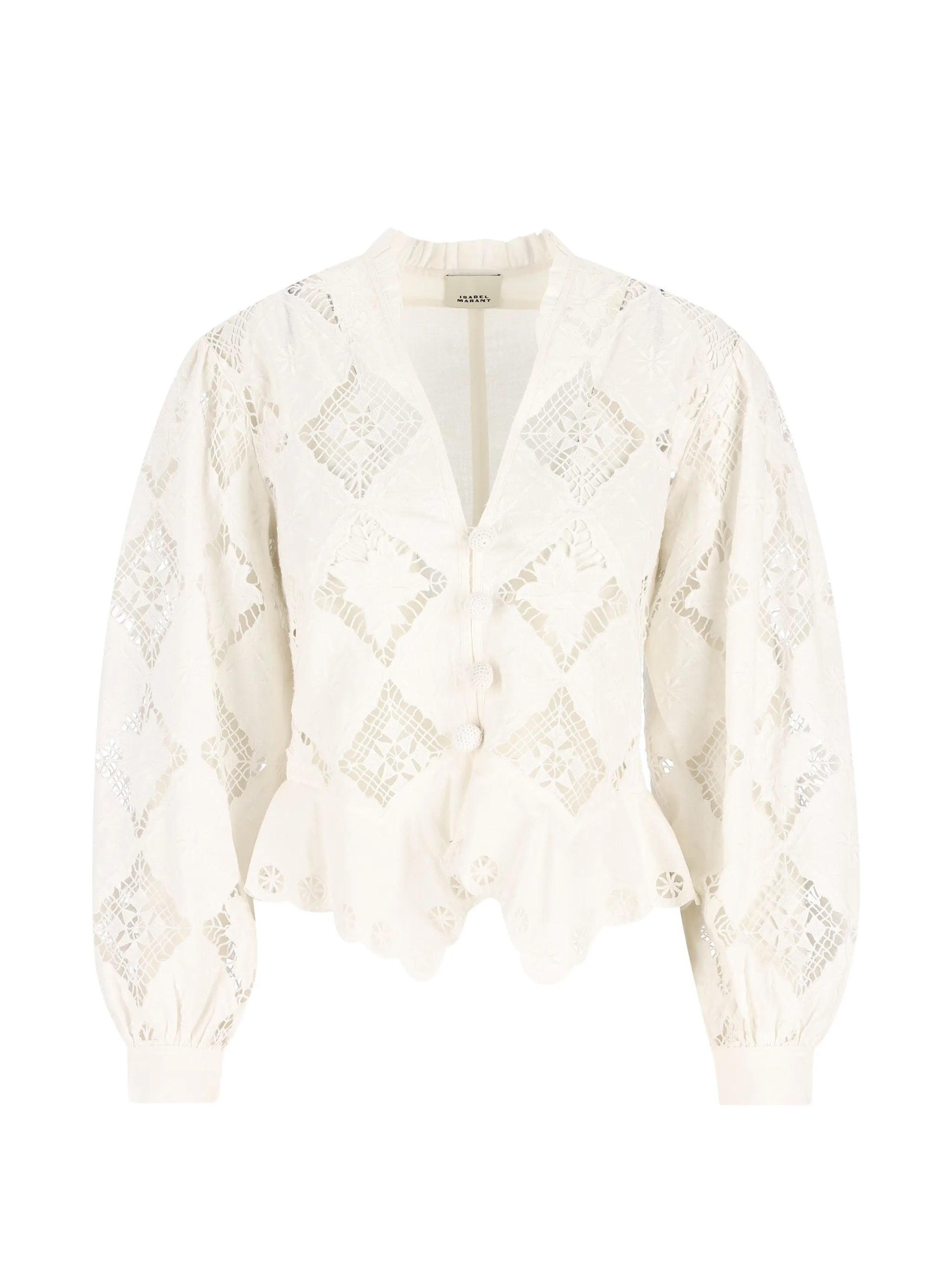 Nina ruffled V-neck blouse