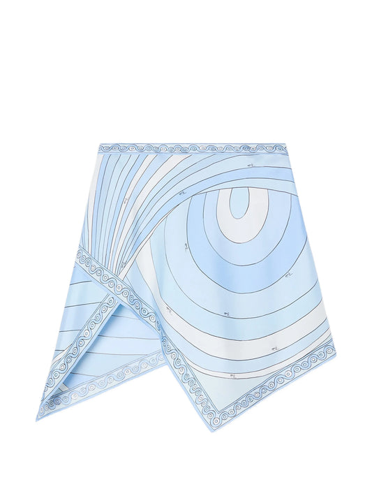 Iride-print silk scarf skirt