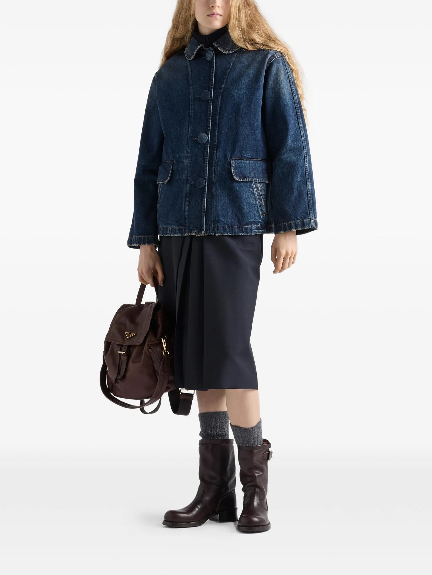 washed denim blouson jacket