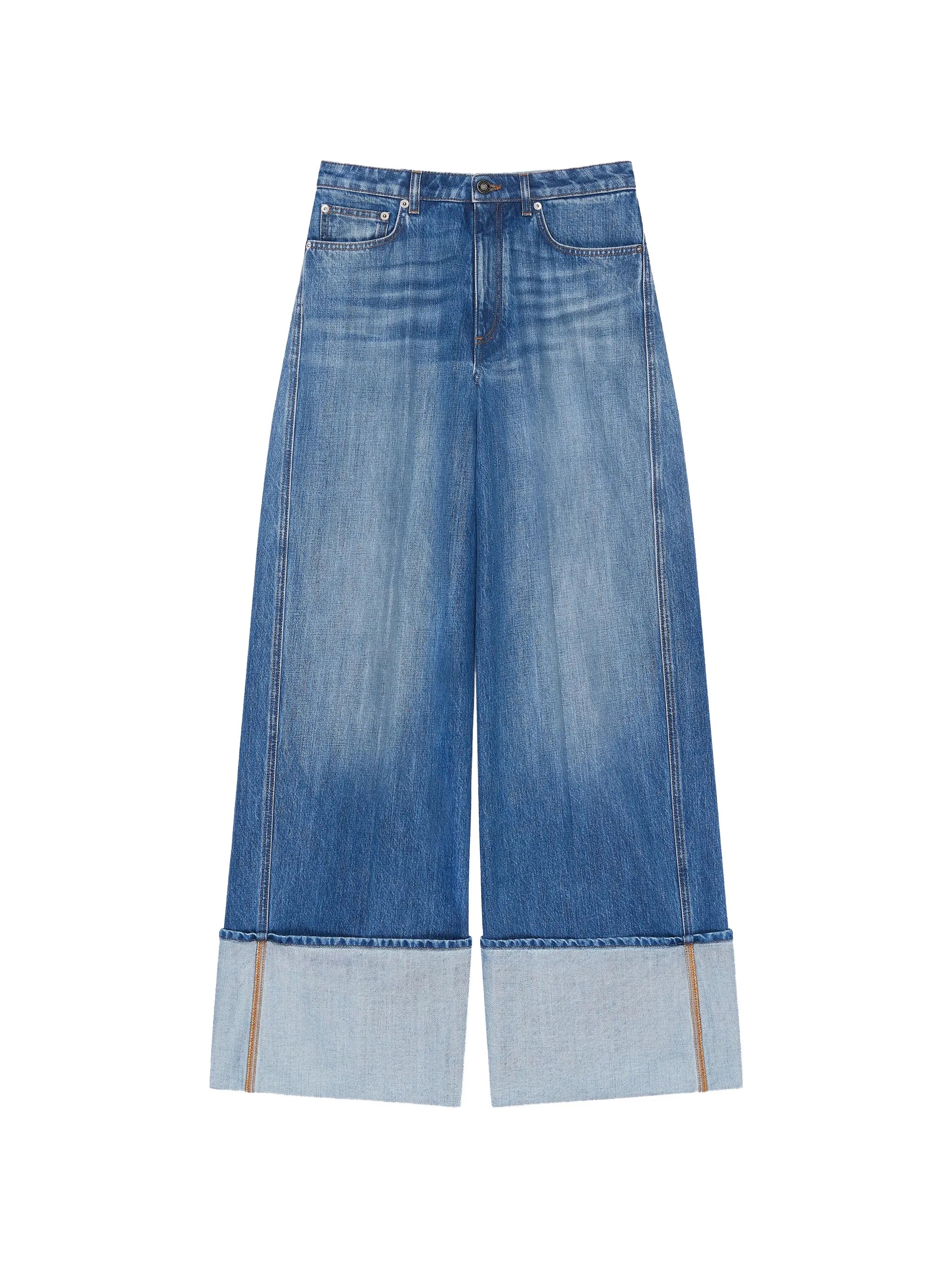 turn-up cotton jeans