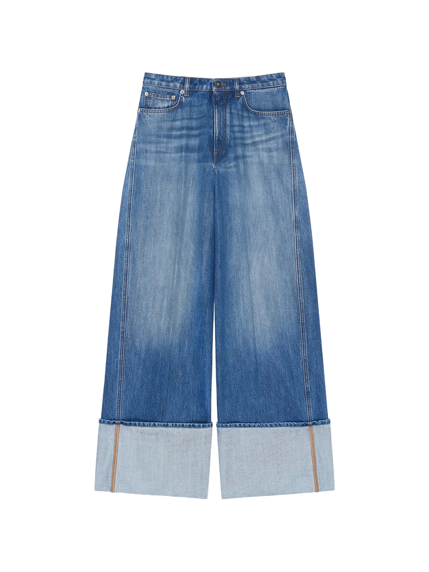 turn-up cotton jeans