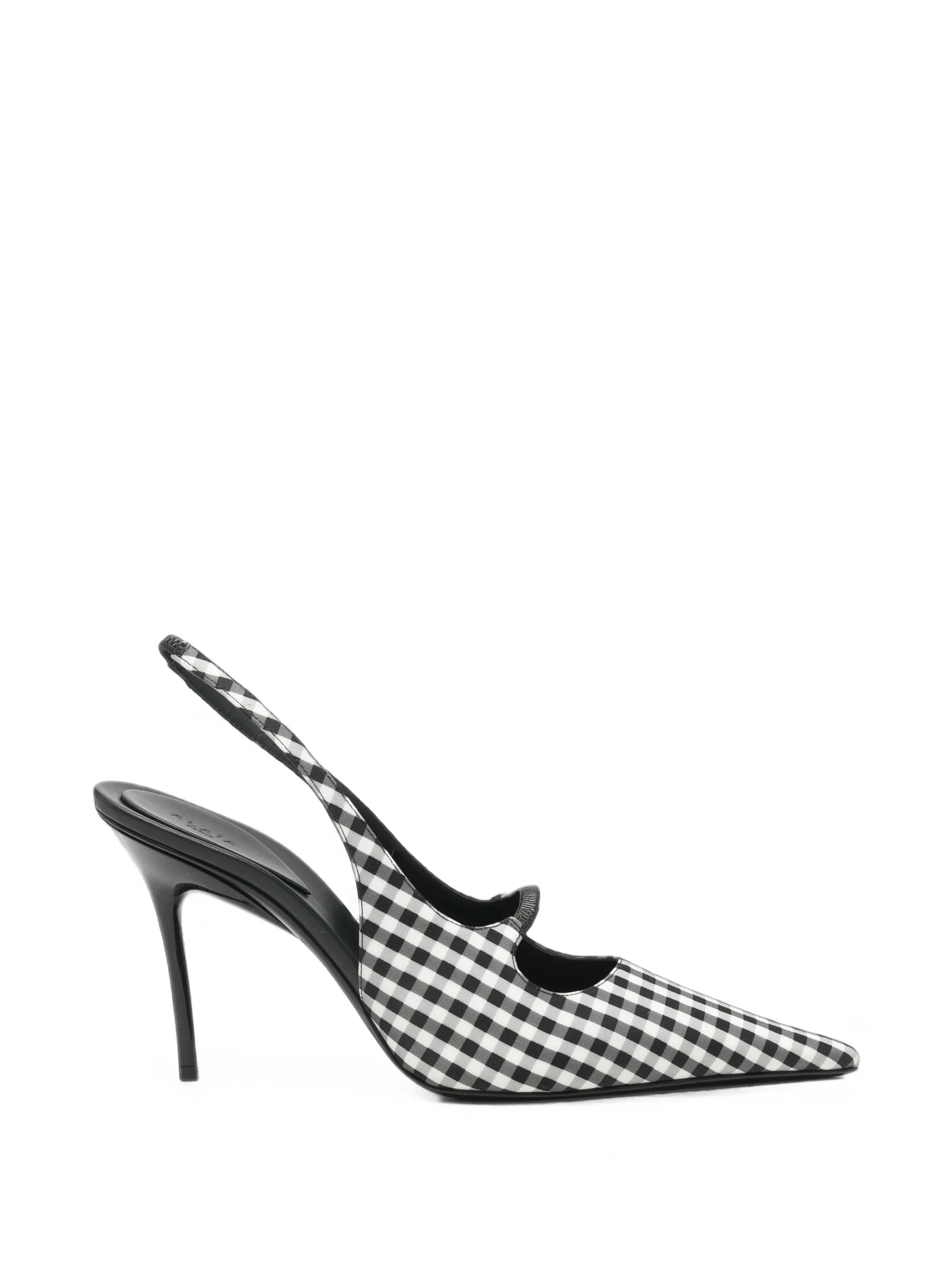 Drop gingham-check slingback pumps
