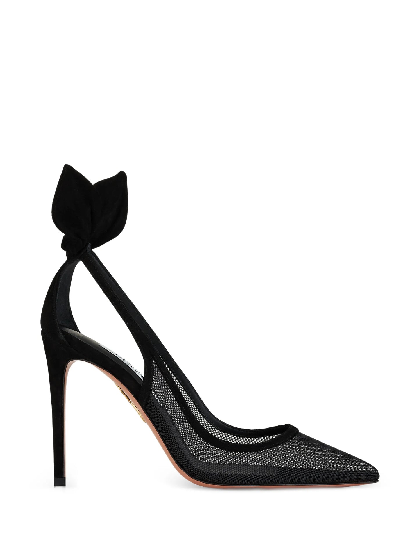 Bow Tie mesh heeled pumps