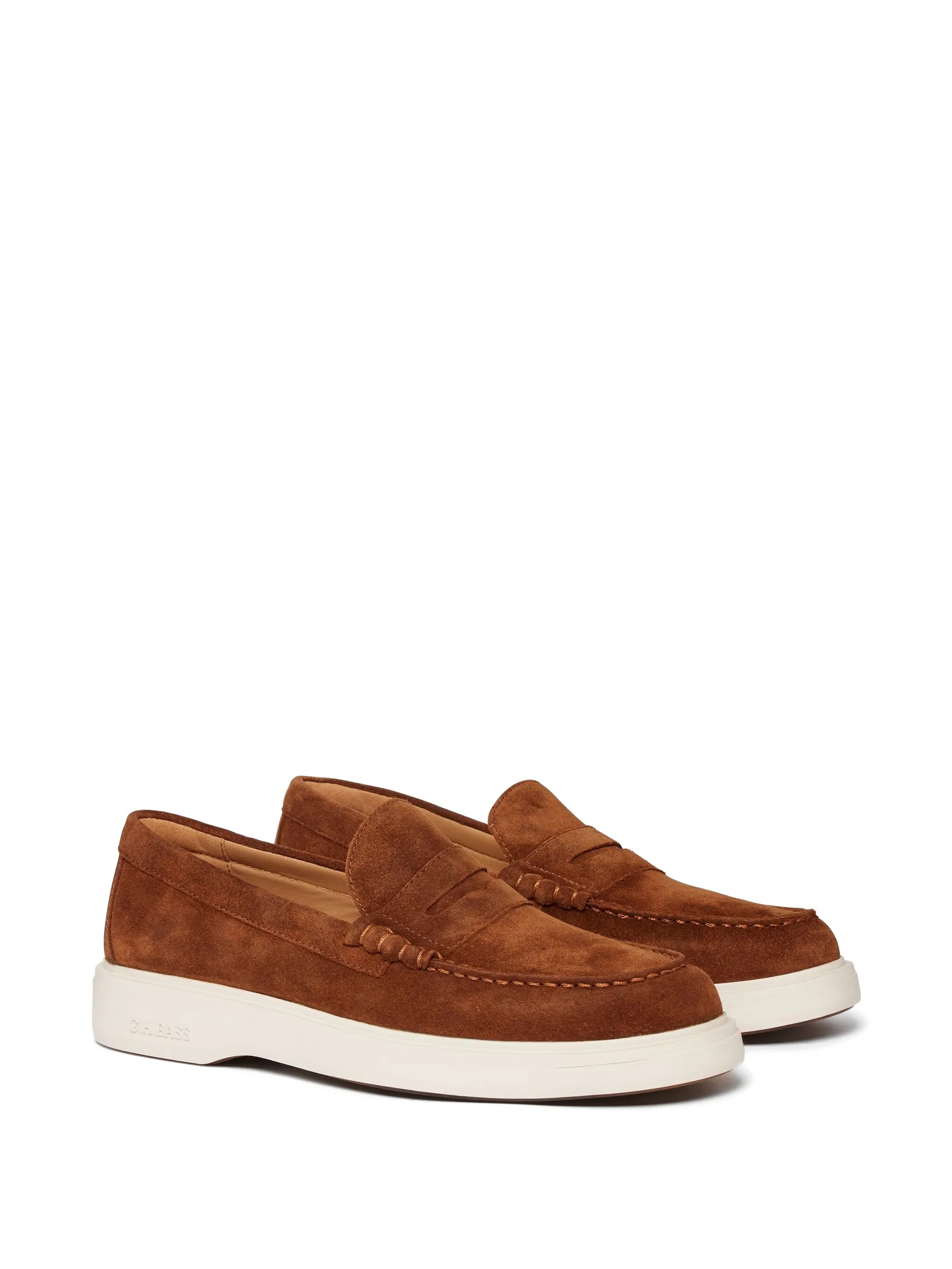 Bosco Cupsole Penny loafers in mid brown suede