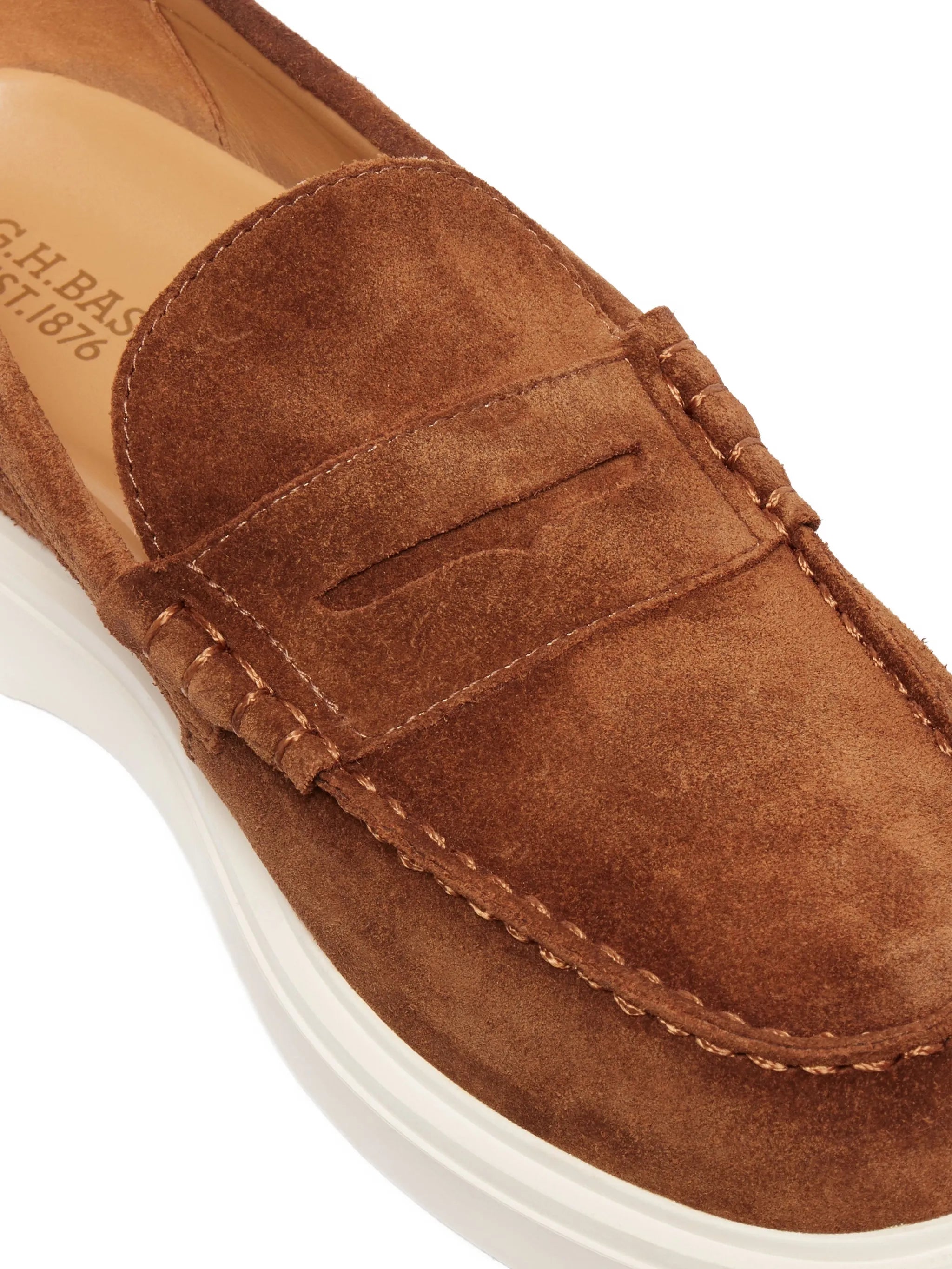Bosco Cupsole Penny loafers in mid brown suede