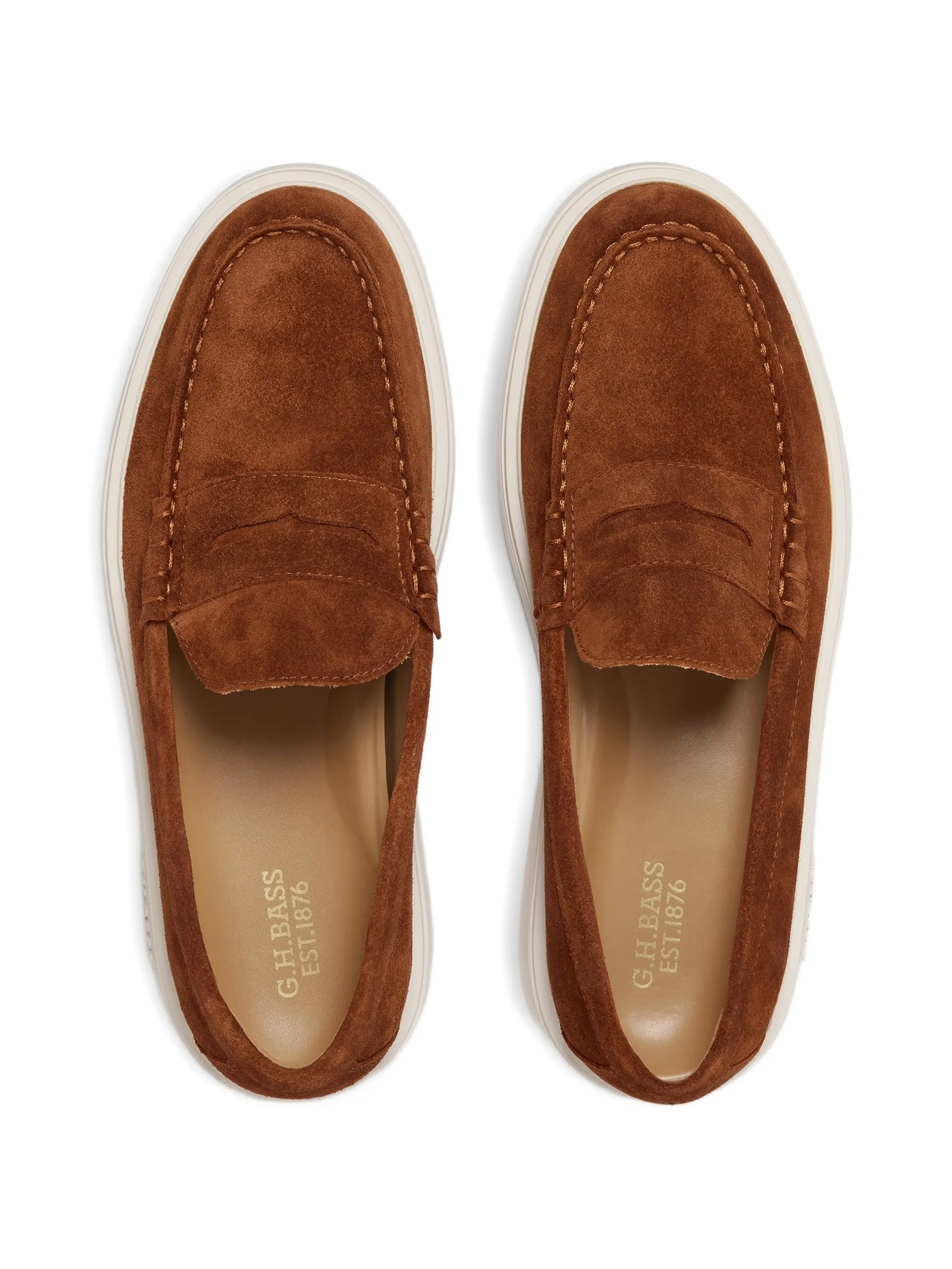 Bosco Cupsole Penny loafers in mid brown suede