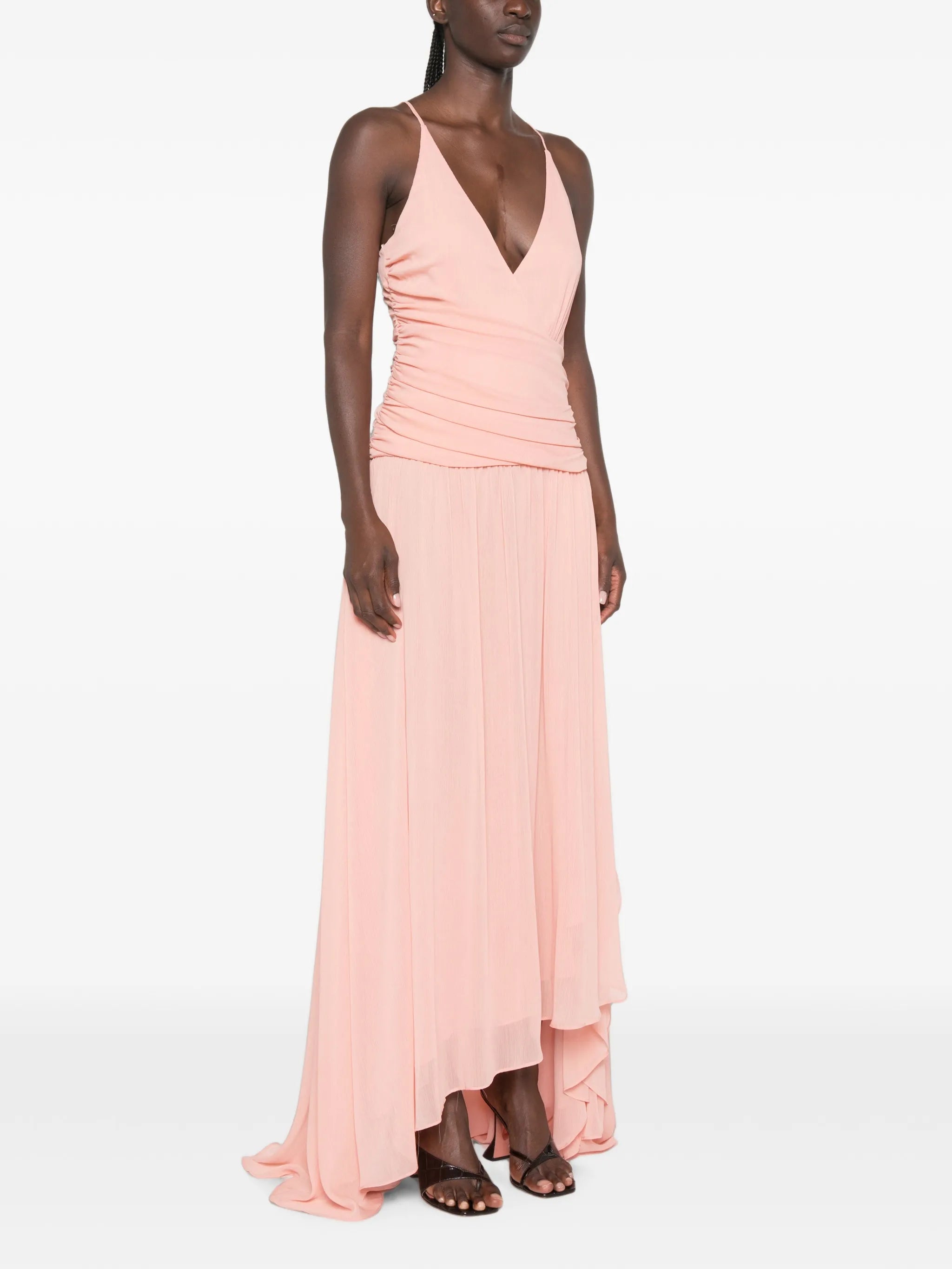 Delilah ruched asymmetric maxi dress