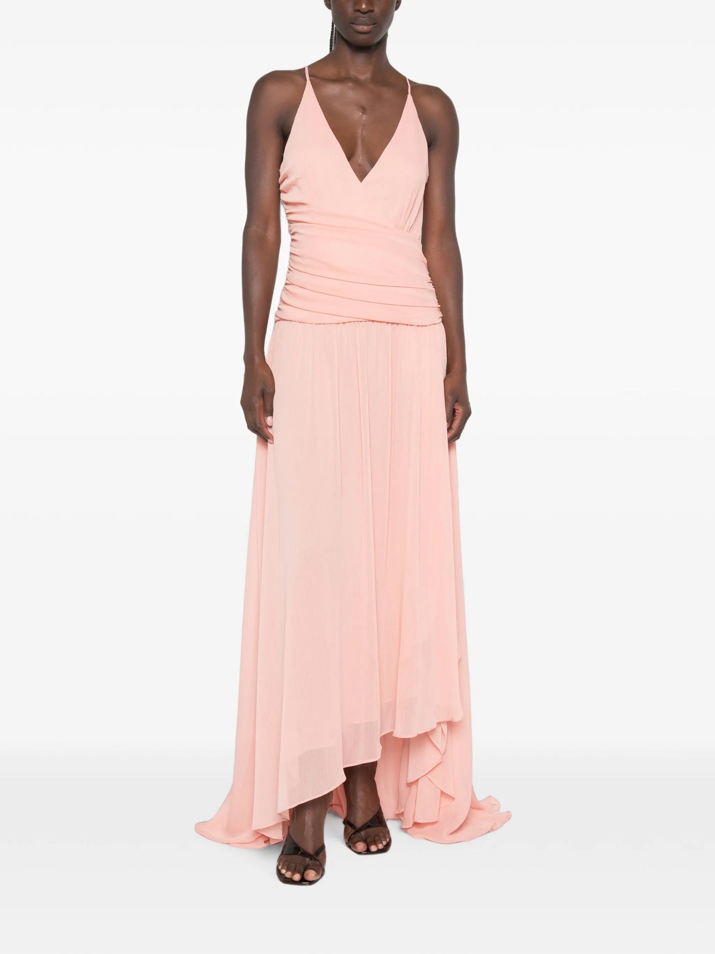 Delilah ruched asymmetric maxi dress