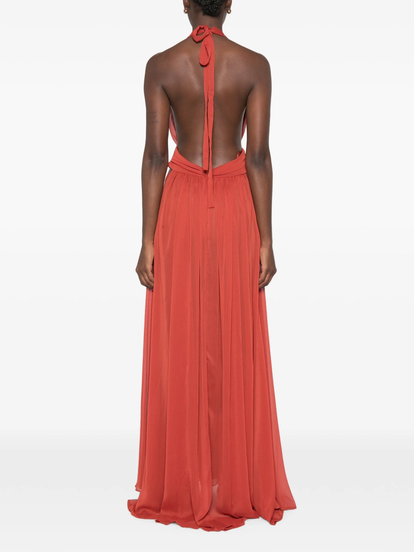Florence halterneck pleated maxi dress