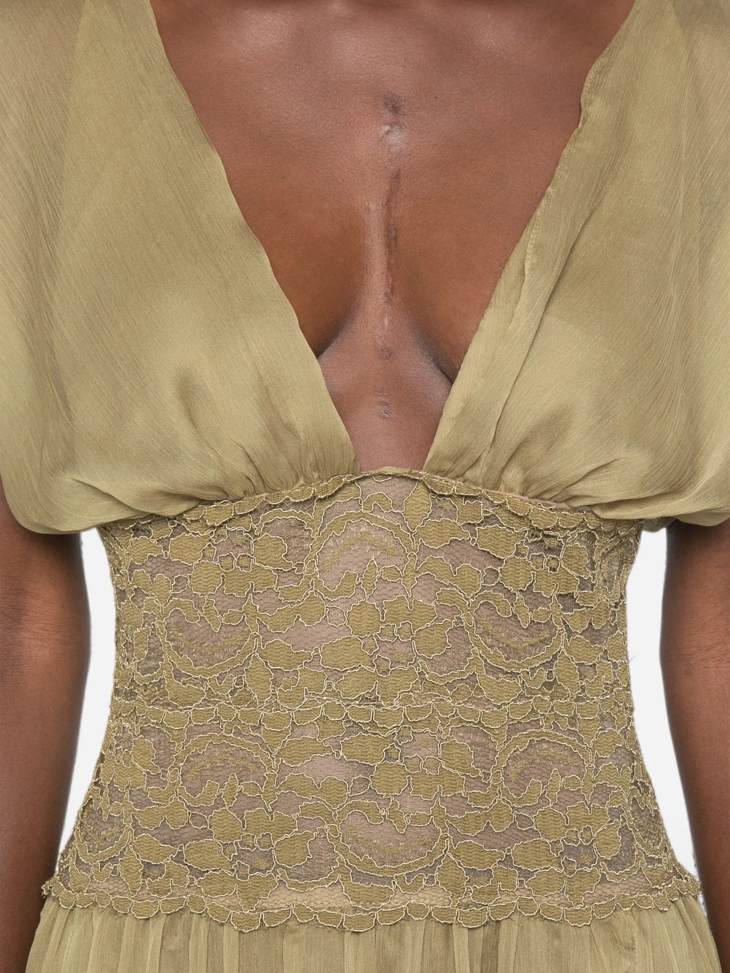 Mary Jane lace-panelled maxi dress