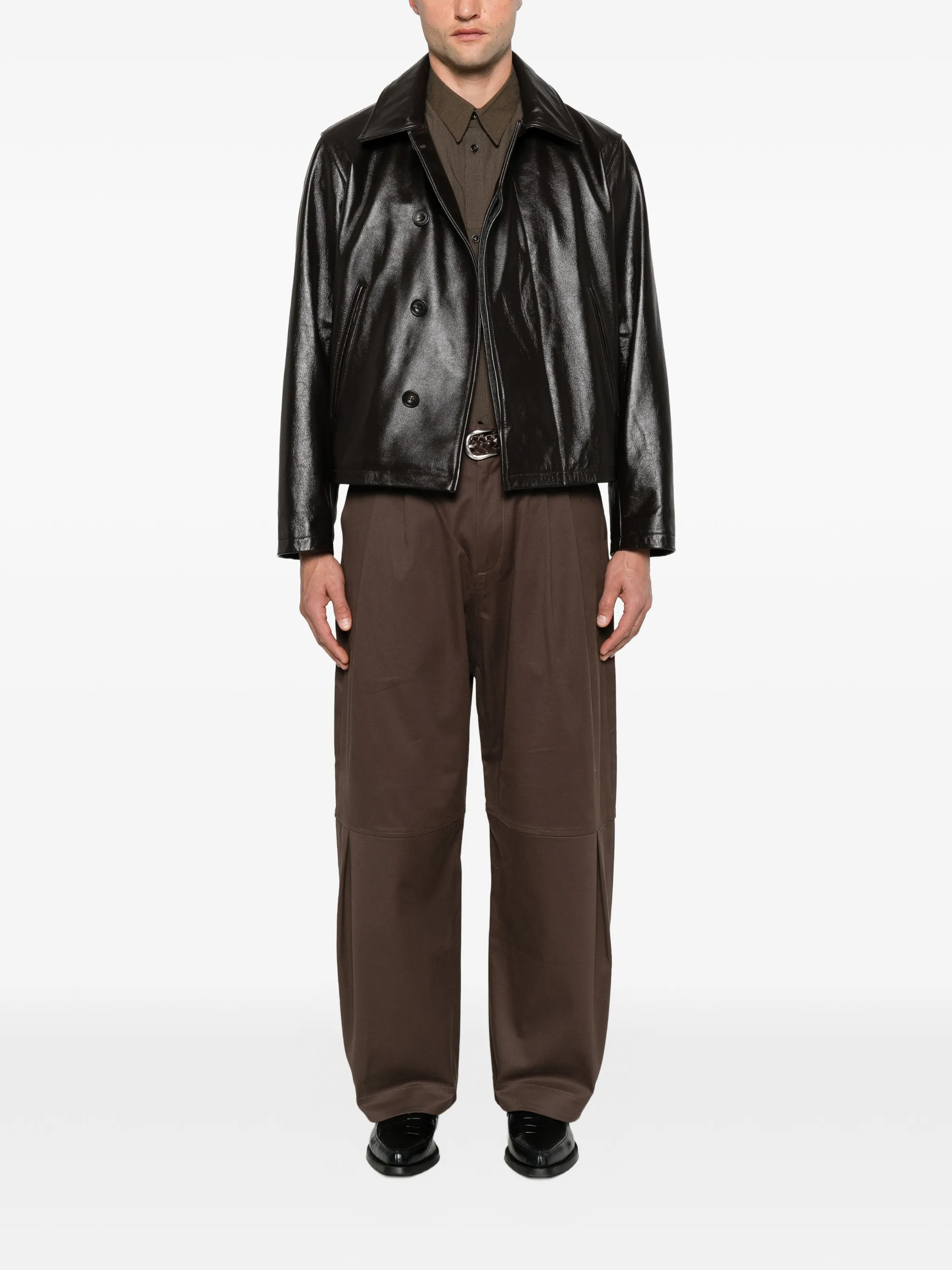 Fold leather jacket