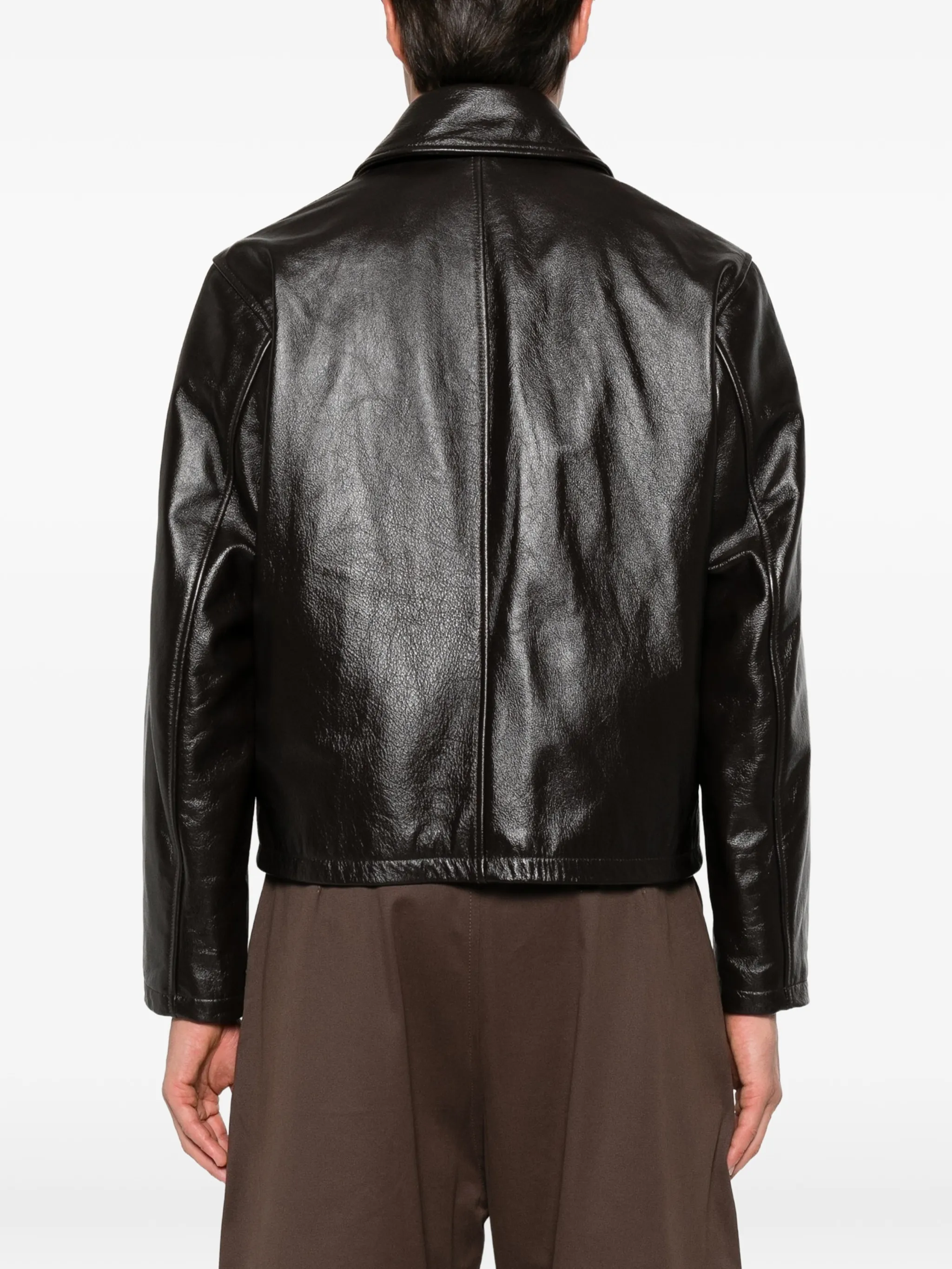 Fold leather jacket