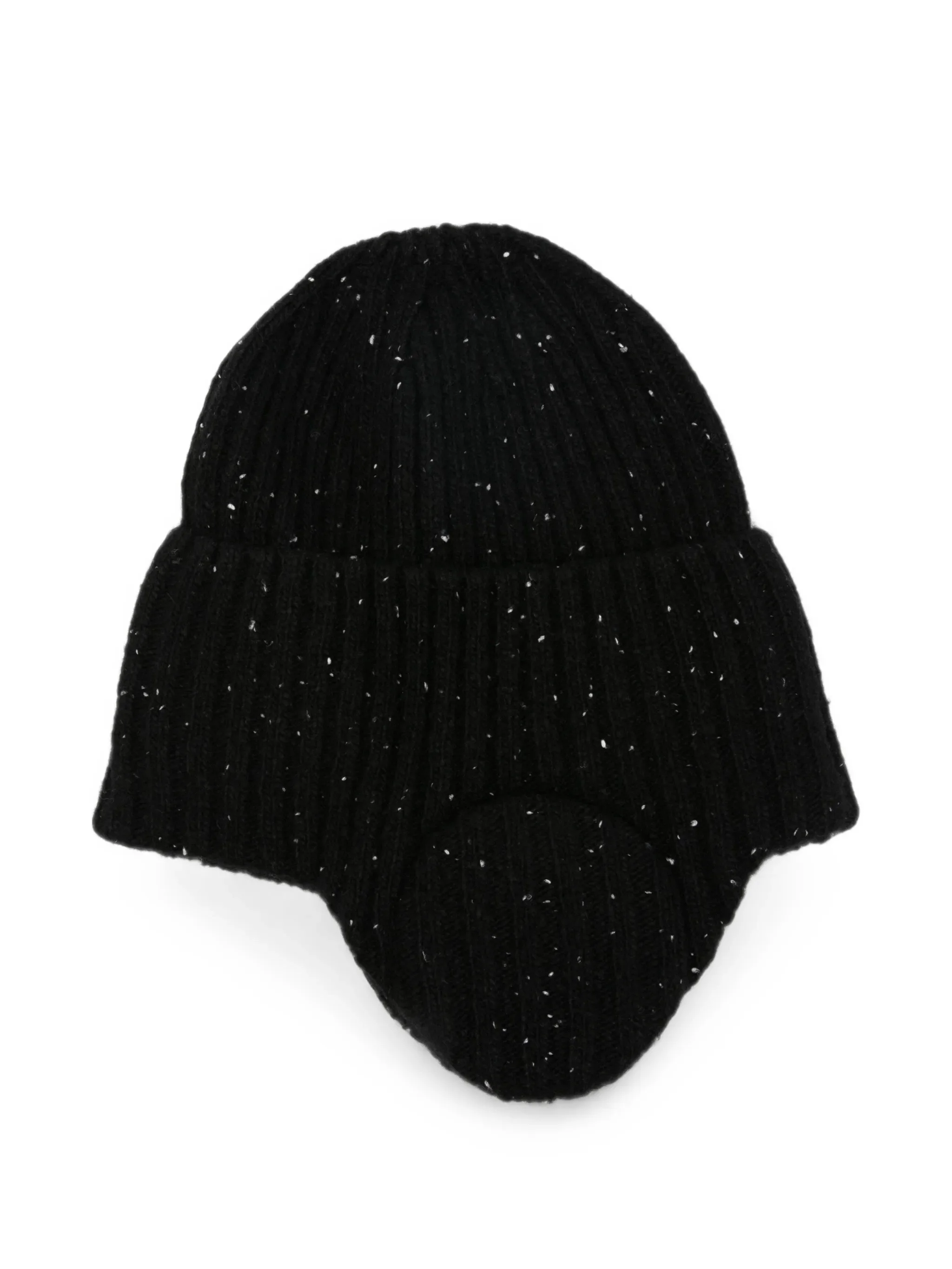 ribbed-knit ear-flap beanie hat