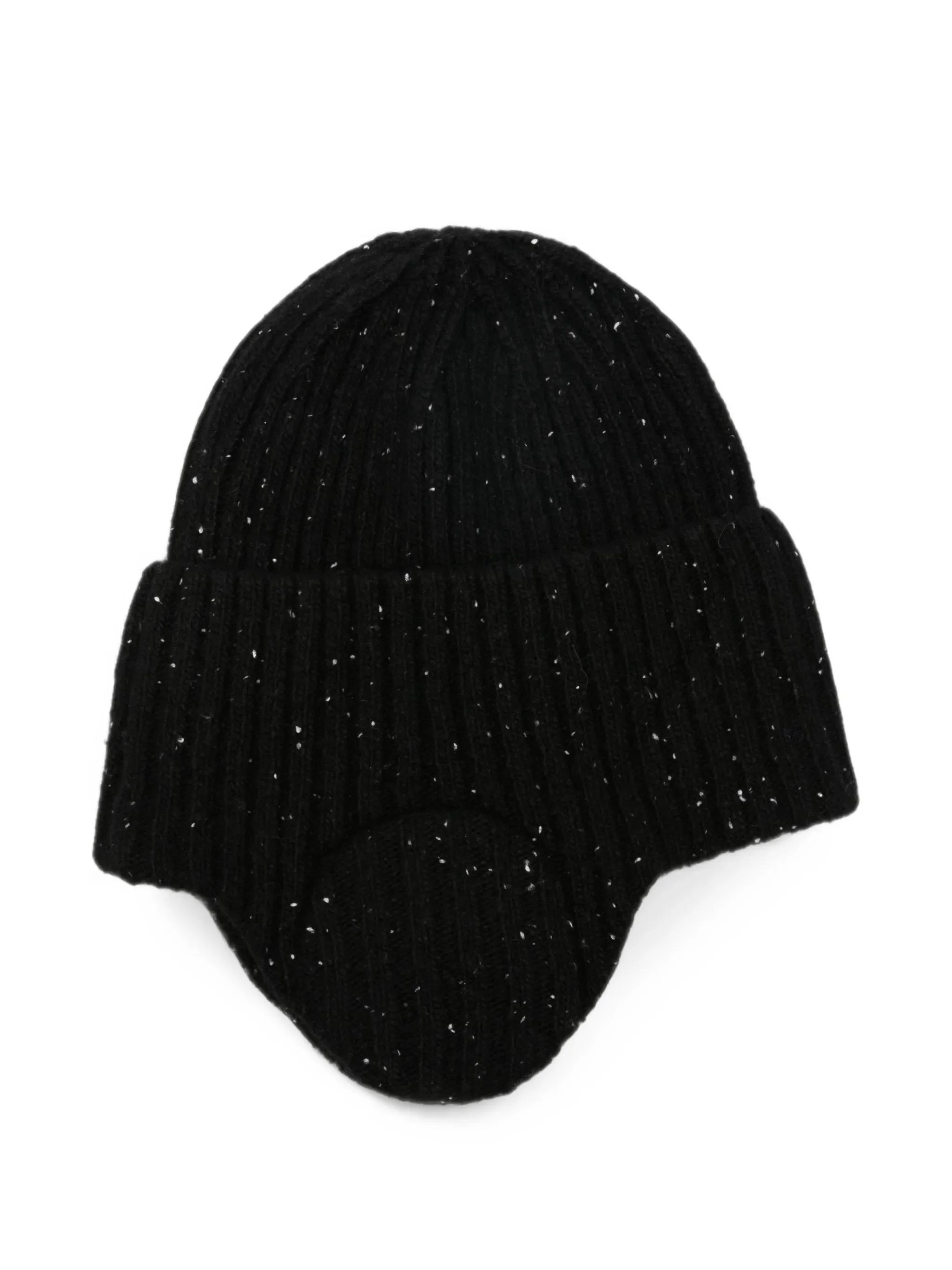 ribbed-knit ear-flap beanie hat