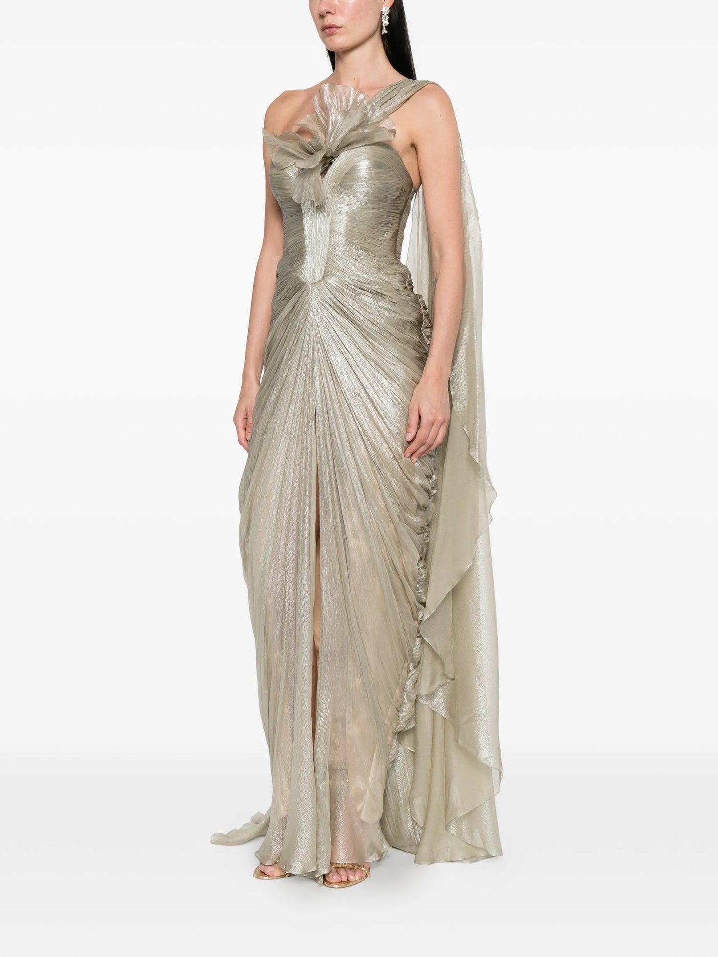 Aria floral one-shoulder maxi dress