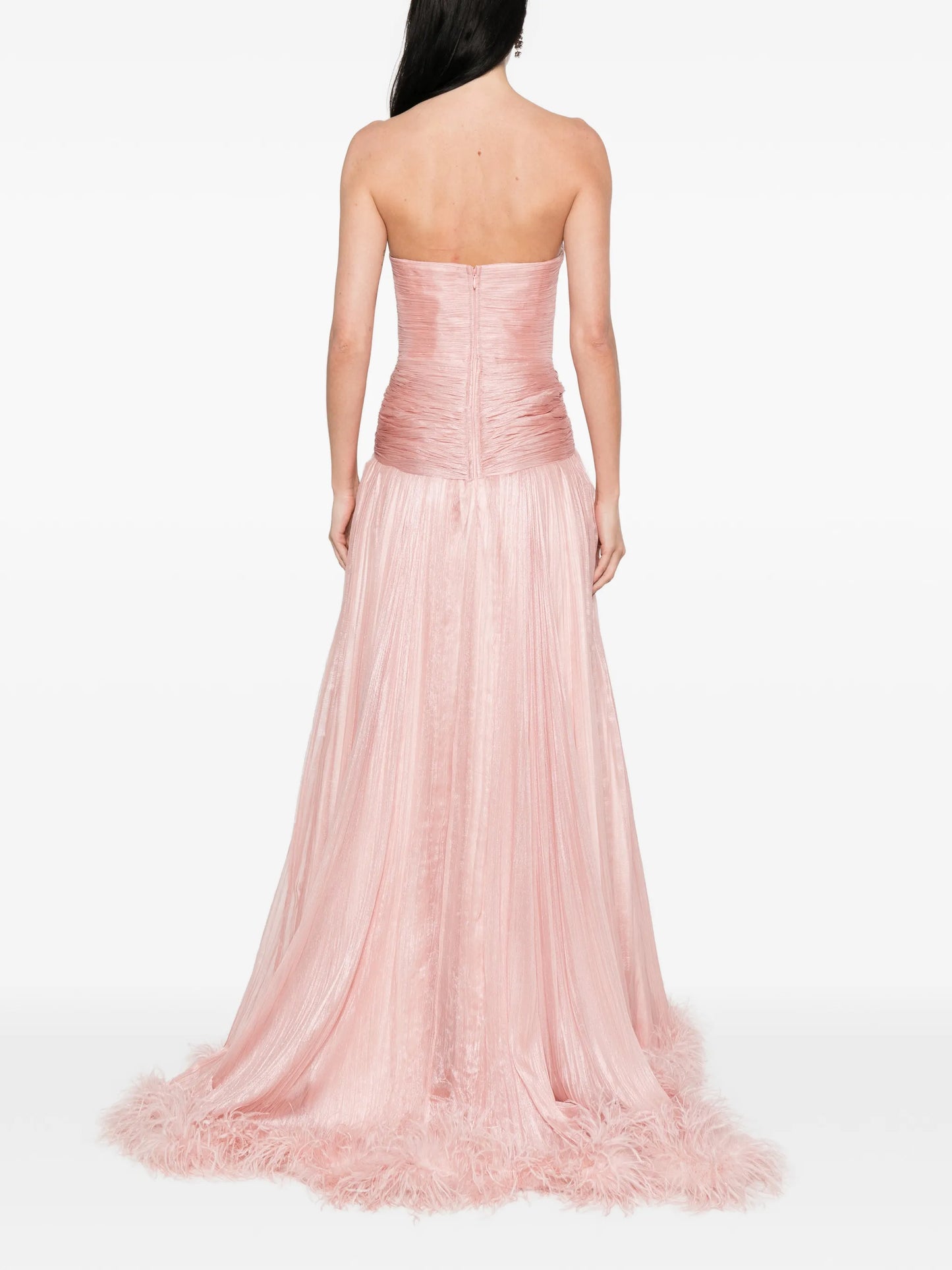 Mikael feather-trim maxi dress