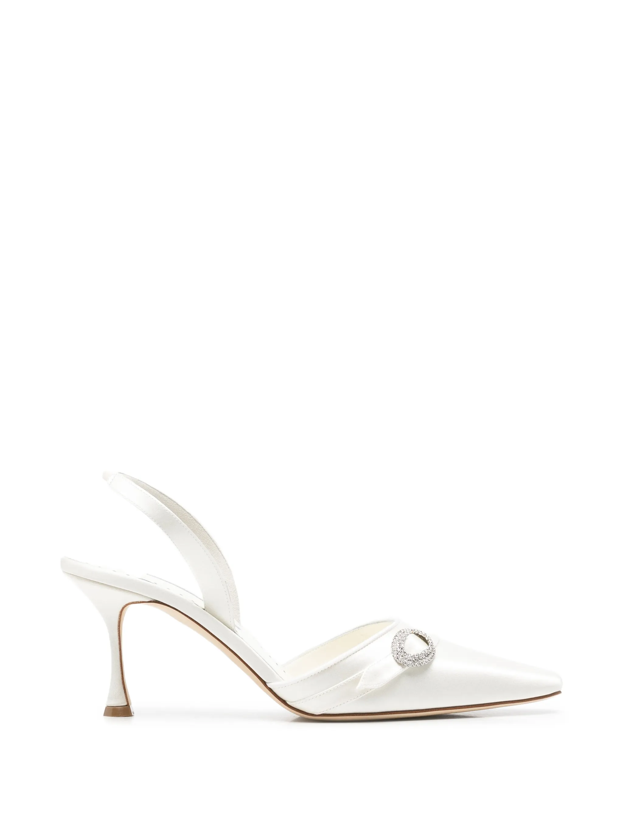 Zutoslipla satin crystal buckle slingback pumps