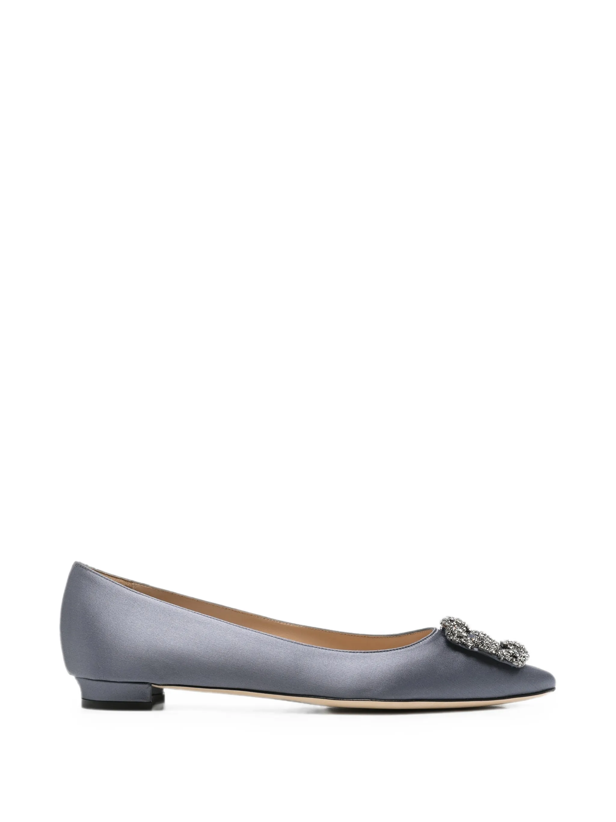 Hangisiflat satin jewel buckle flat pumps