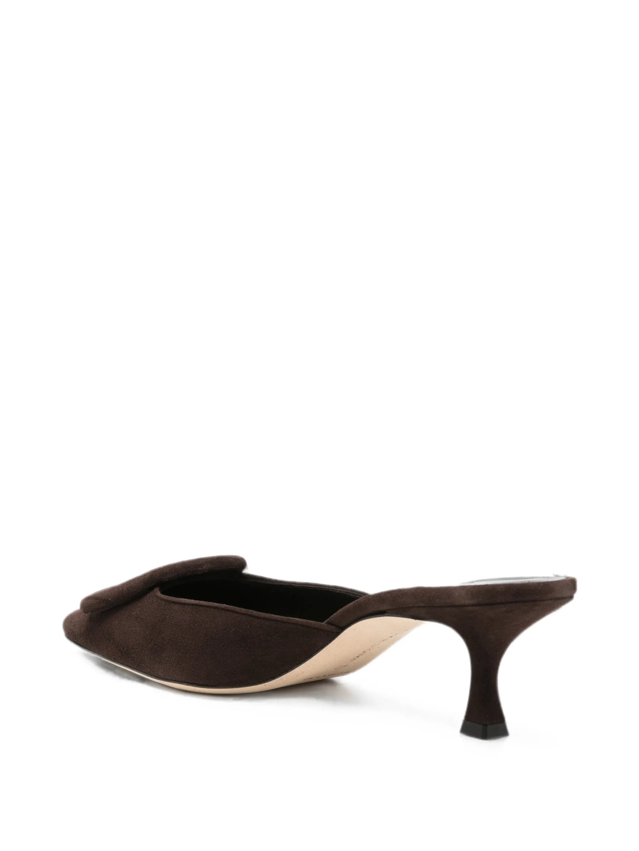 Maysale brown suede buckle mules
