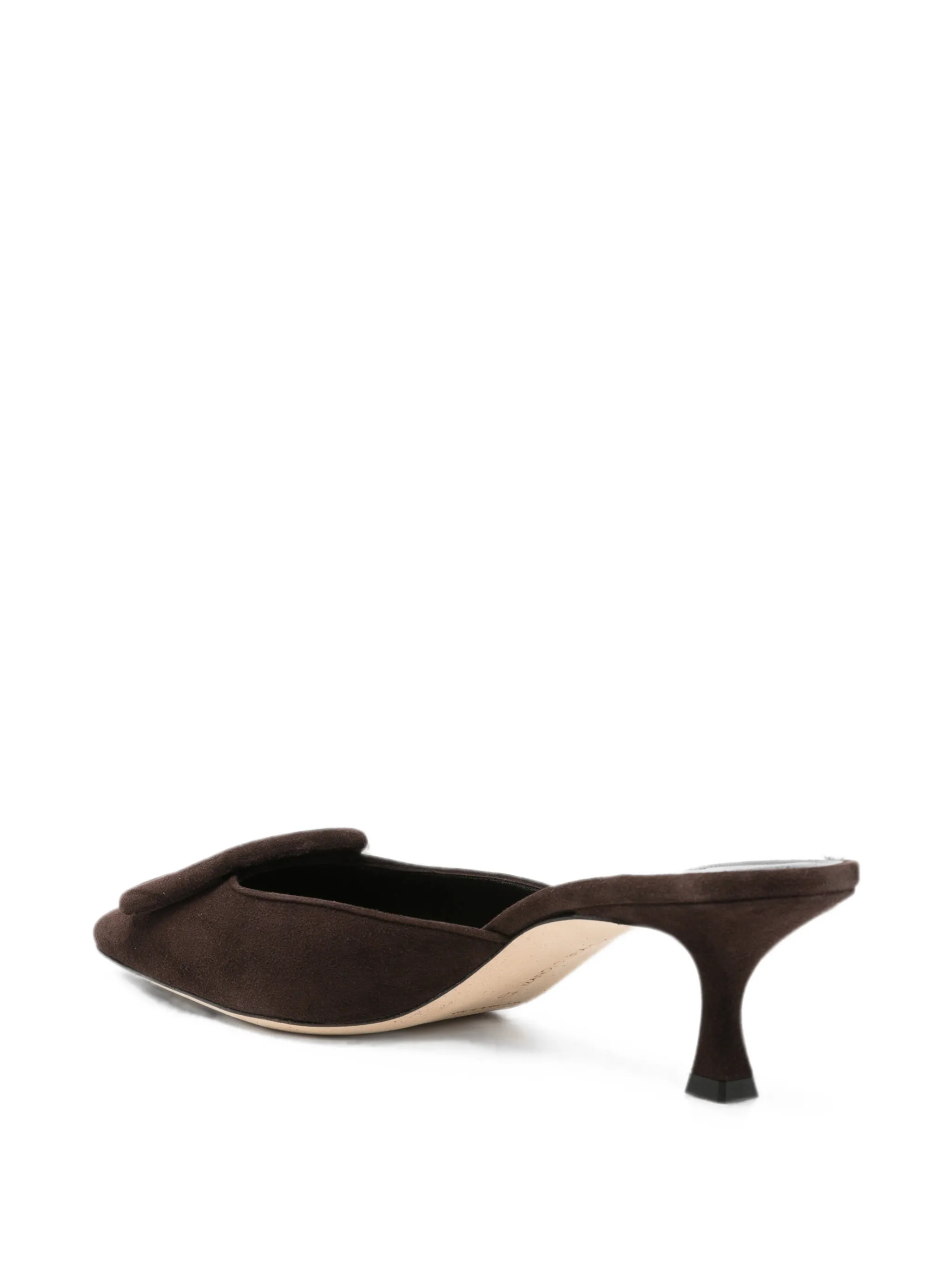 Maysale brown suede buckle mules