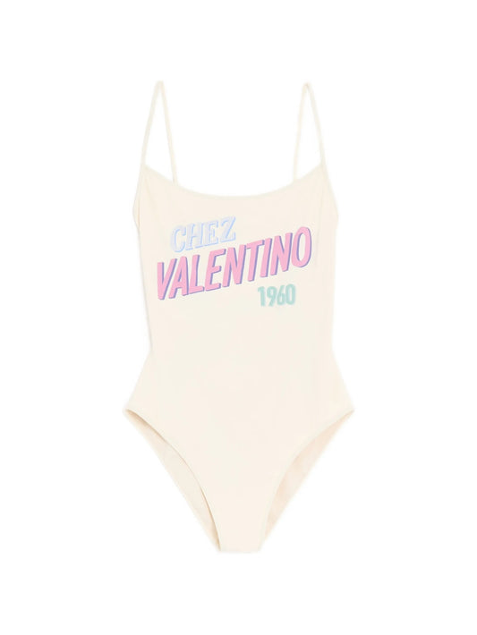 one-piece swimsuit with Chez 1960 print