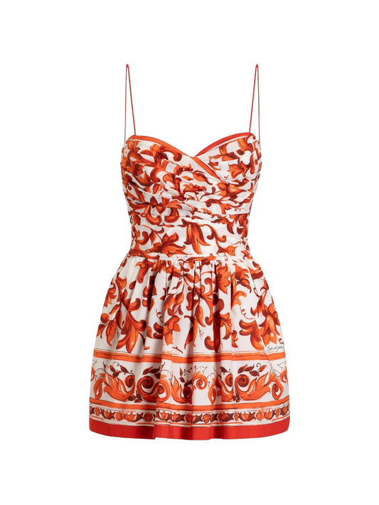 Majolica-print poplin dress