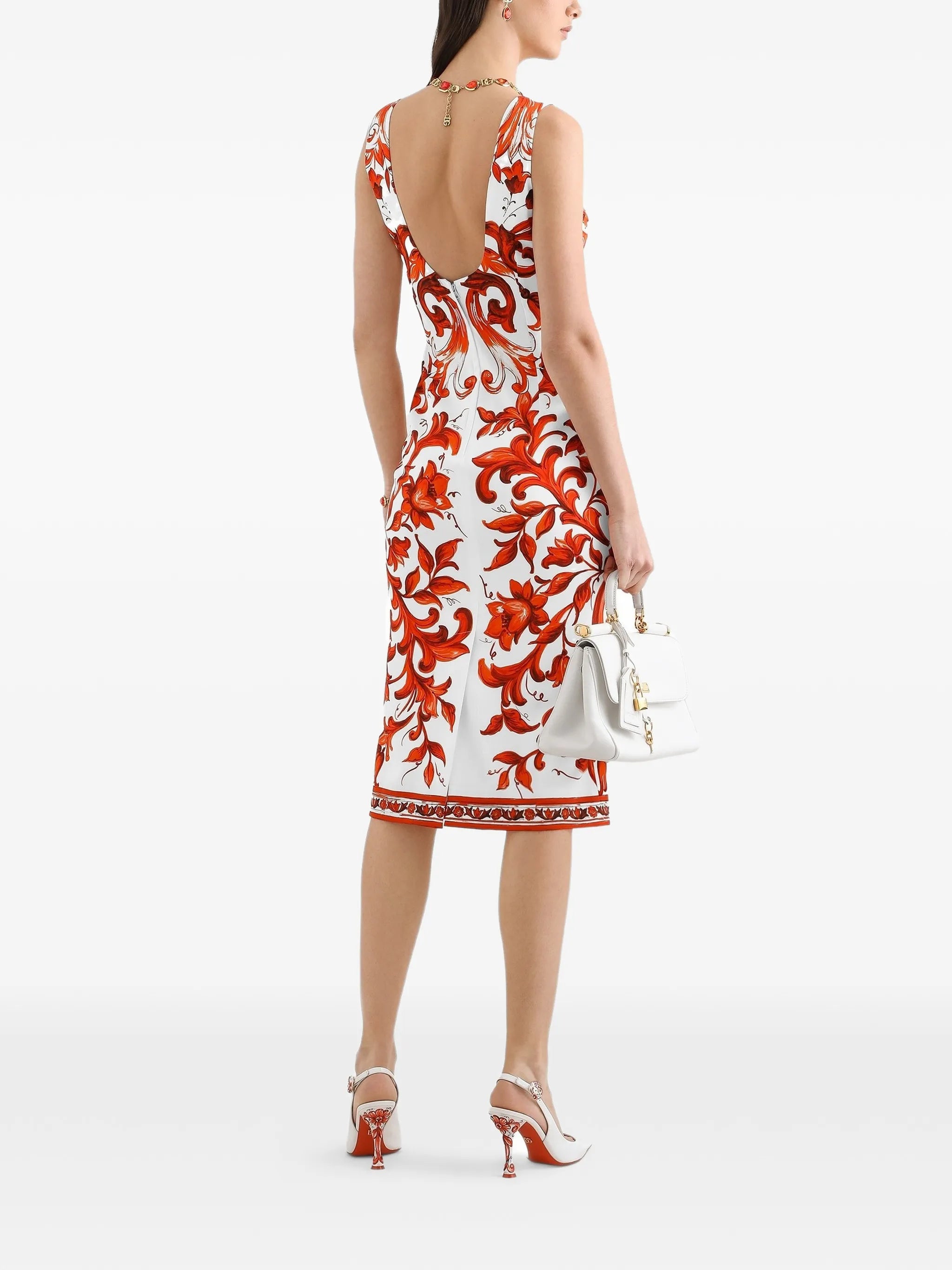 Majolica-print charmeuse dress