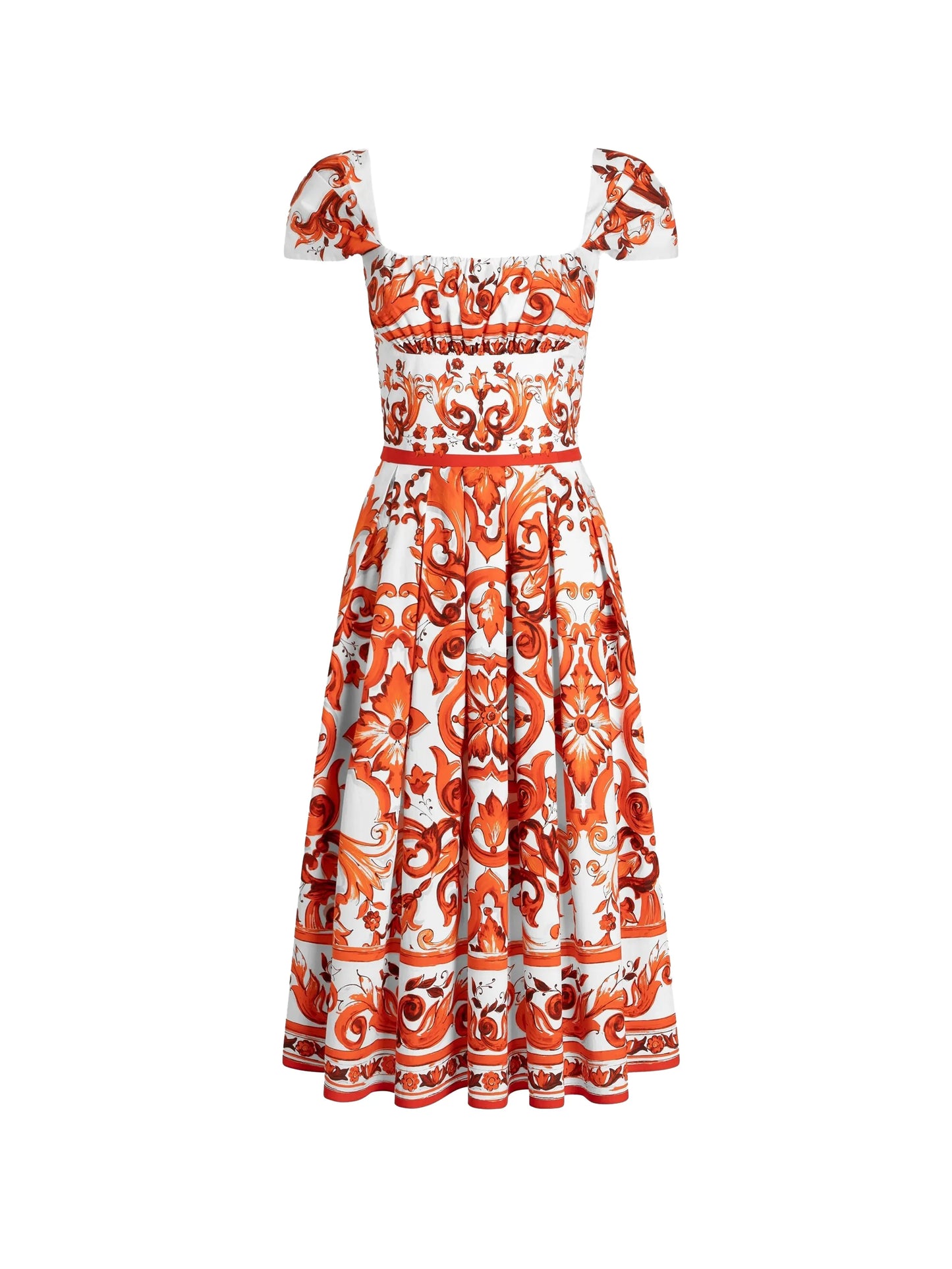 Majolica-print poplin dress